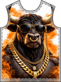 Bull King T-Shirt — Gold Chains & Sunglasses All-Over Print
