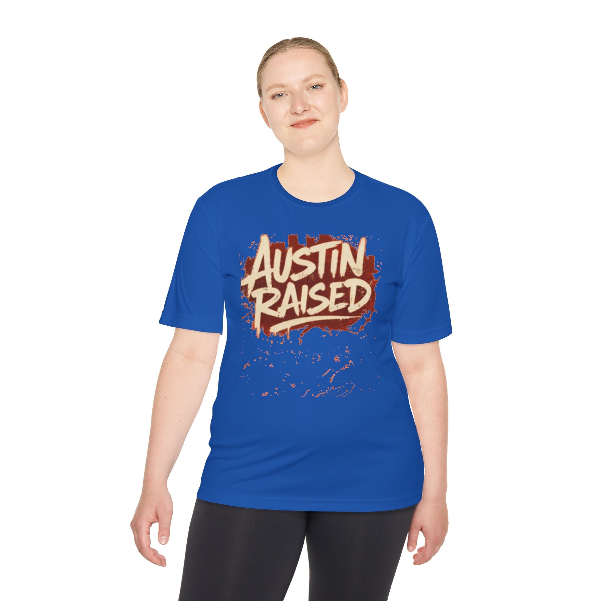 Austin Raised Moisture-Wicking Tee — Retro Graffiti Texas Pride Shirt