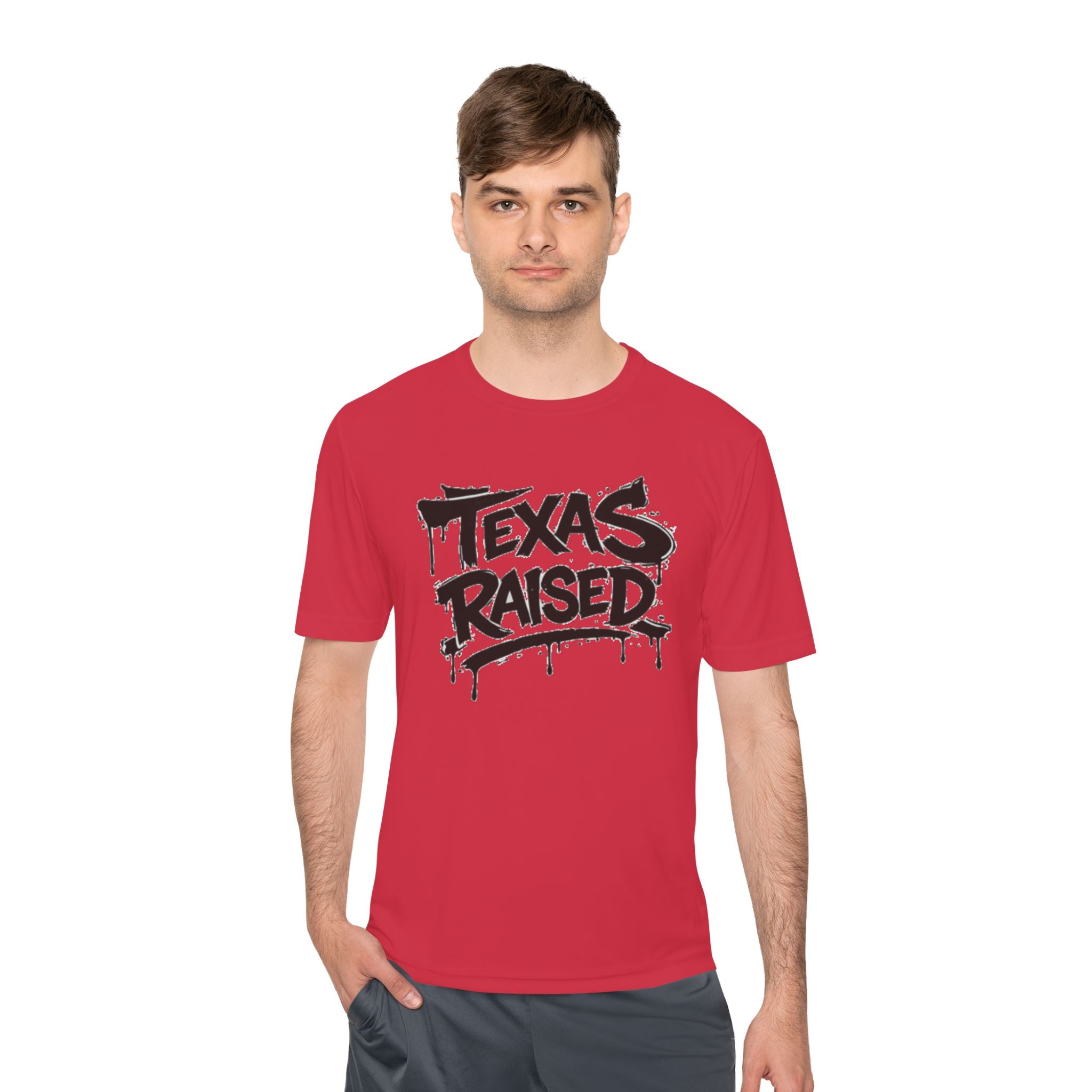 Texas Raised Moisture-Wicking Tee — Bold Graffiti State Pride Shirt