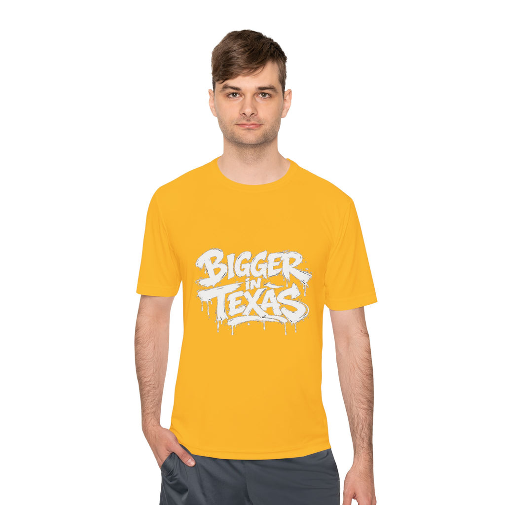 Bigger Texas Graphic Tee — Dripping Graffiti Style Moisture-Wicking Shirt