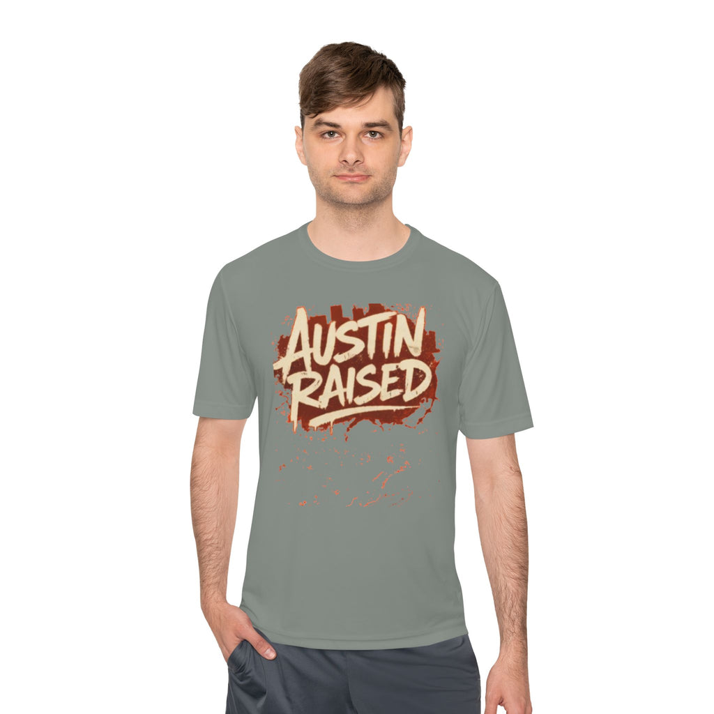 Austin Raised Moisture-Wicking Tee — Retro Graffiti Texas Pride Shirt