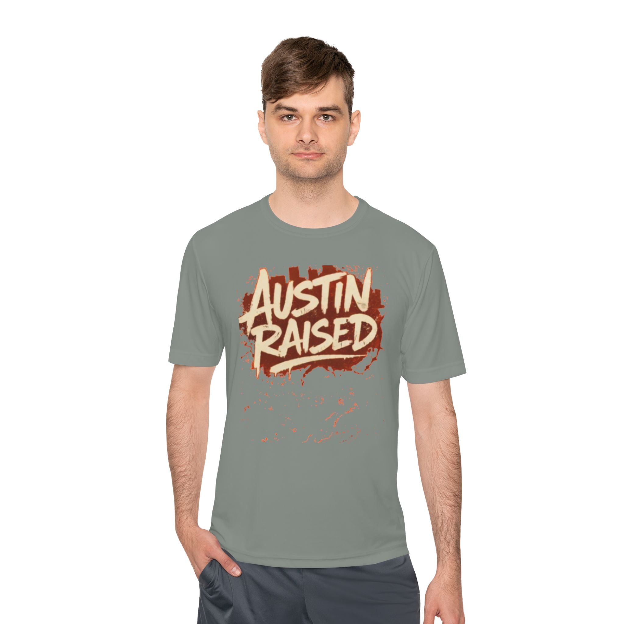 Austin Raised Moisture-Wicking Tee — Retro Graffiti Texas Pride Shirt