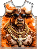 Bull Graphic T-Shirt — Cool Bull With Shades & Gold Chains All-Over Print