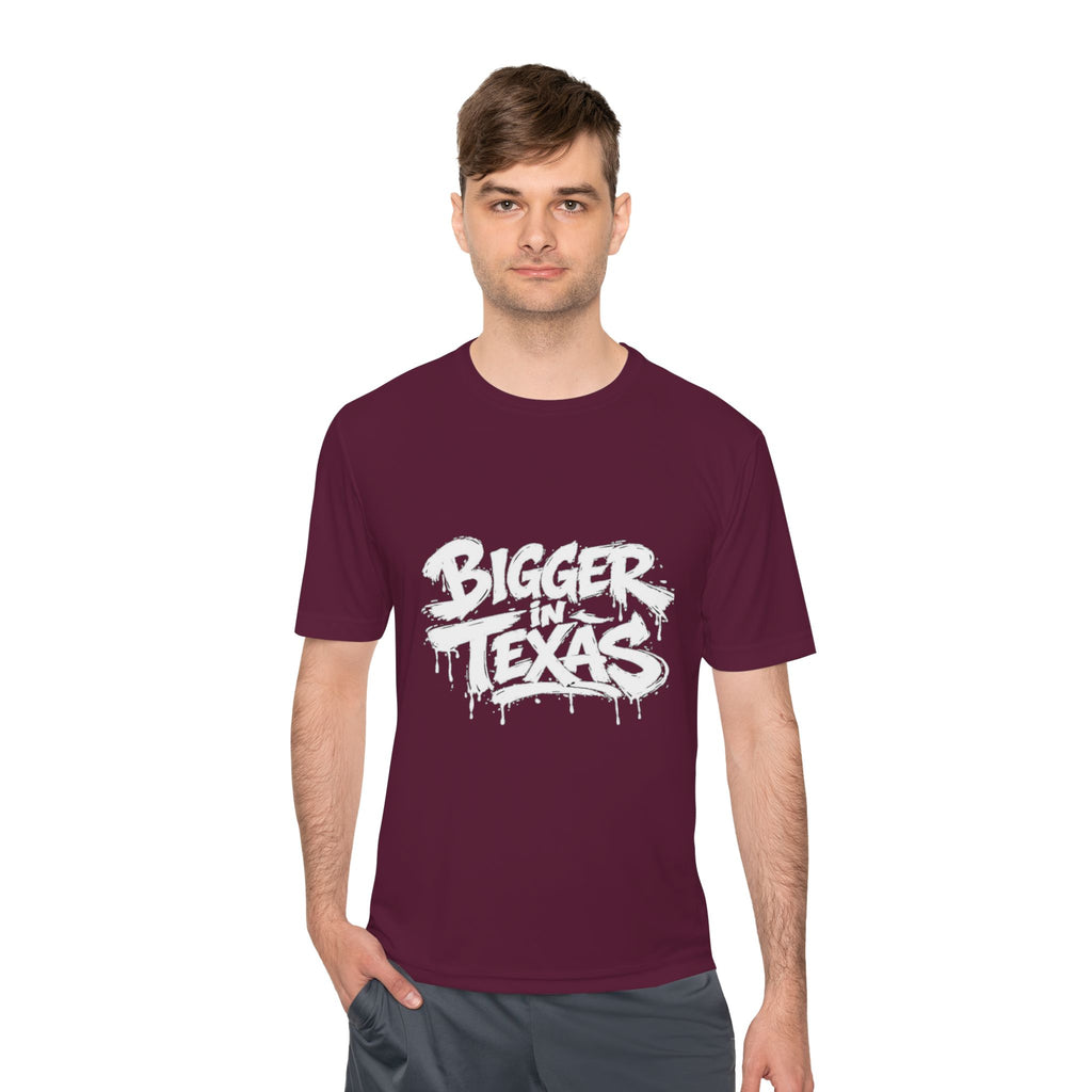 Bigger Texas Graphic Tee — Dripping Graffiti Style Moisture-Wicking Shirt