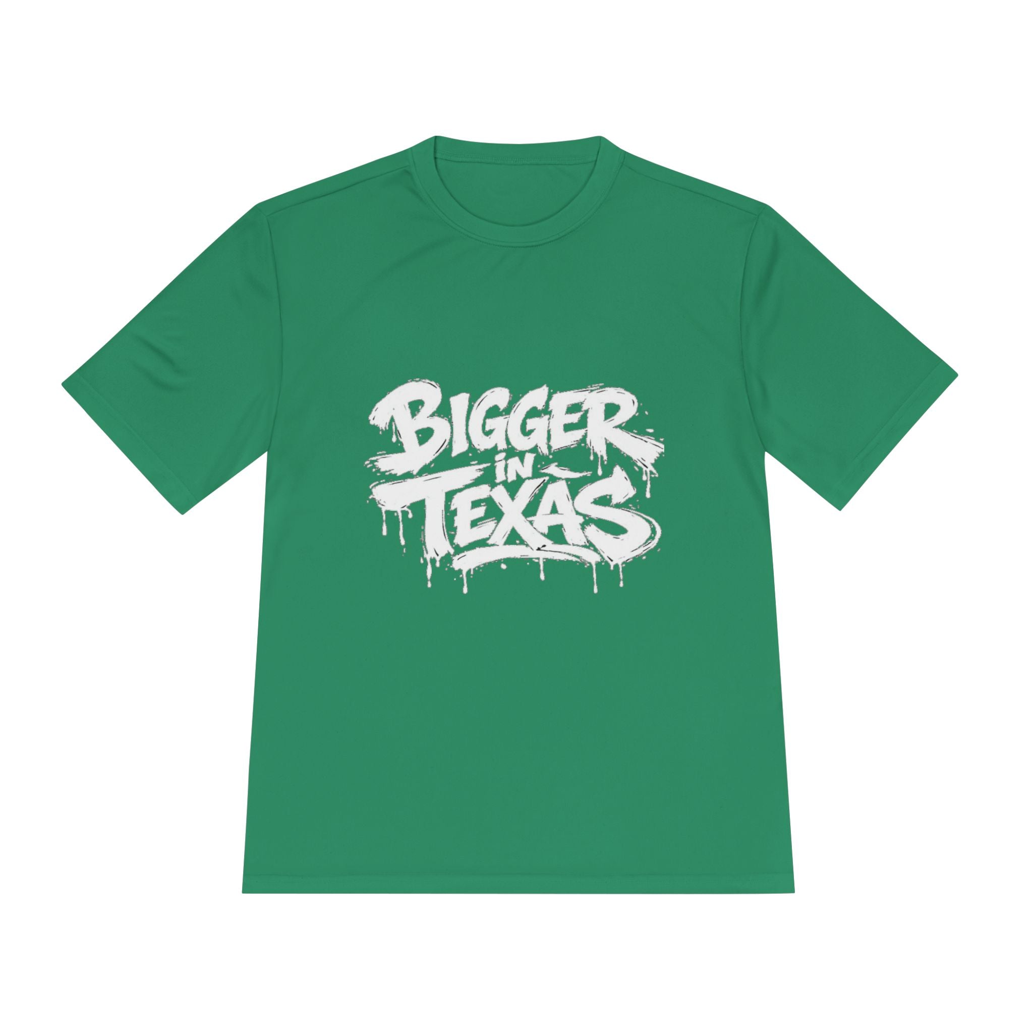 Bigger Texas Graphic Tee — Dripping Graffiti Style Moisture-Wicking Shirt