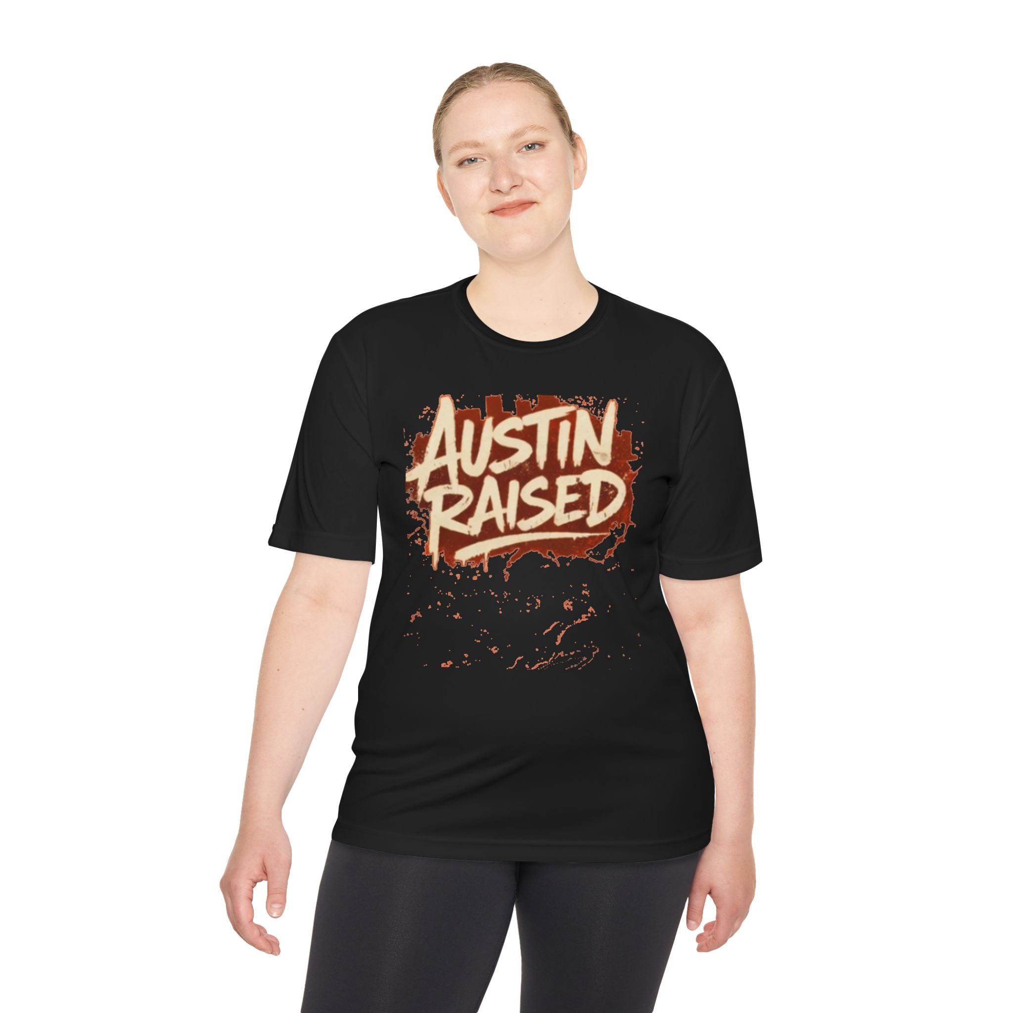 Austin Raised Moisture-Wicking Tee — Retro Graffiti Texas Pride Shirt