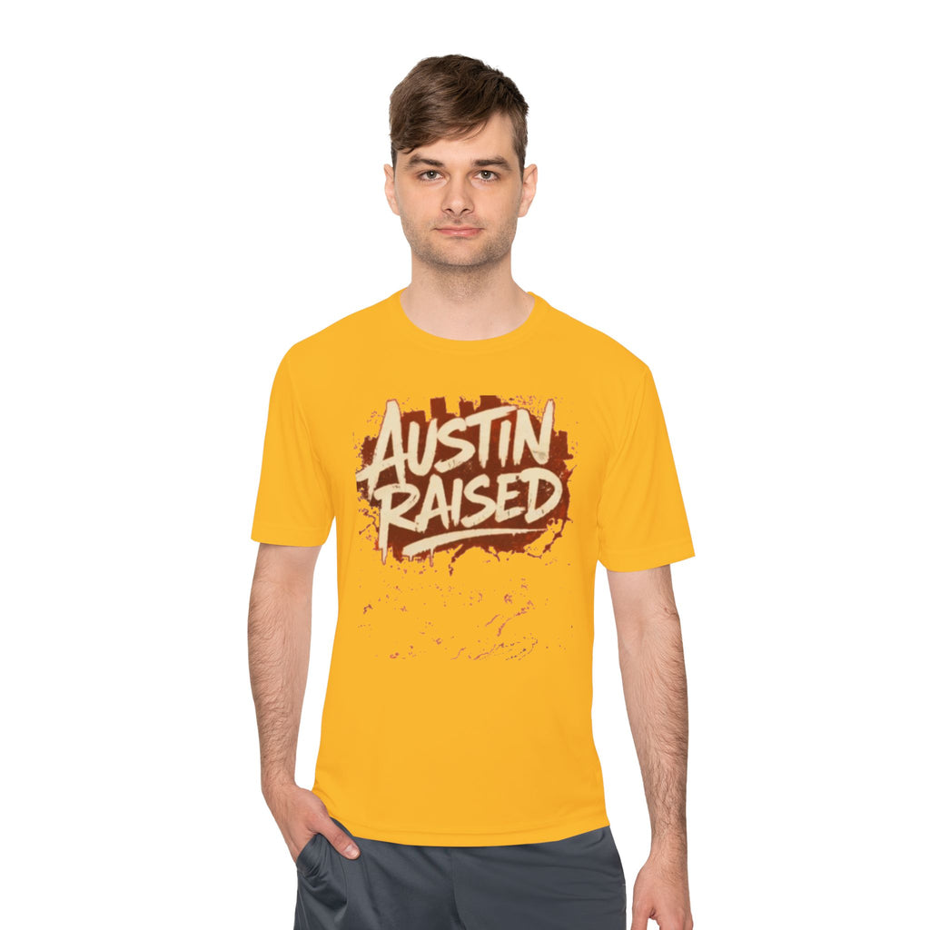 Austin Raised Moisture-Wicking Tee — Retro Graffiti Texas Pride Shirt