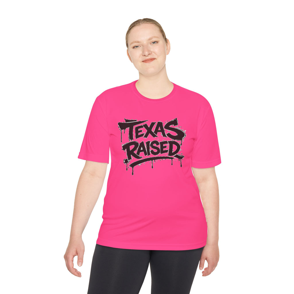 Texas Raised Moisture-Wicking Tee — Bold Graffiti State Pride Shirt