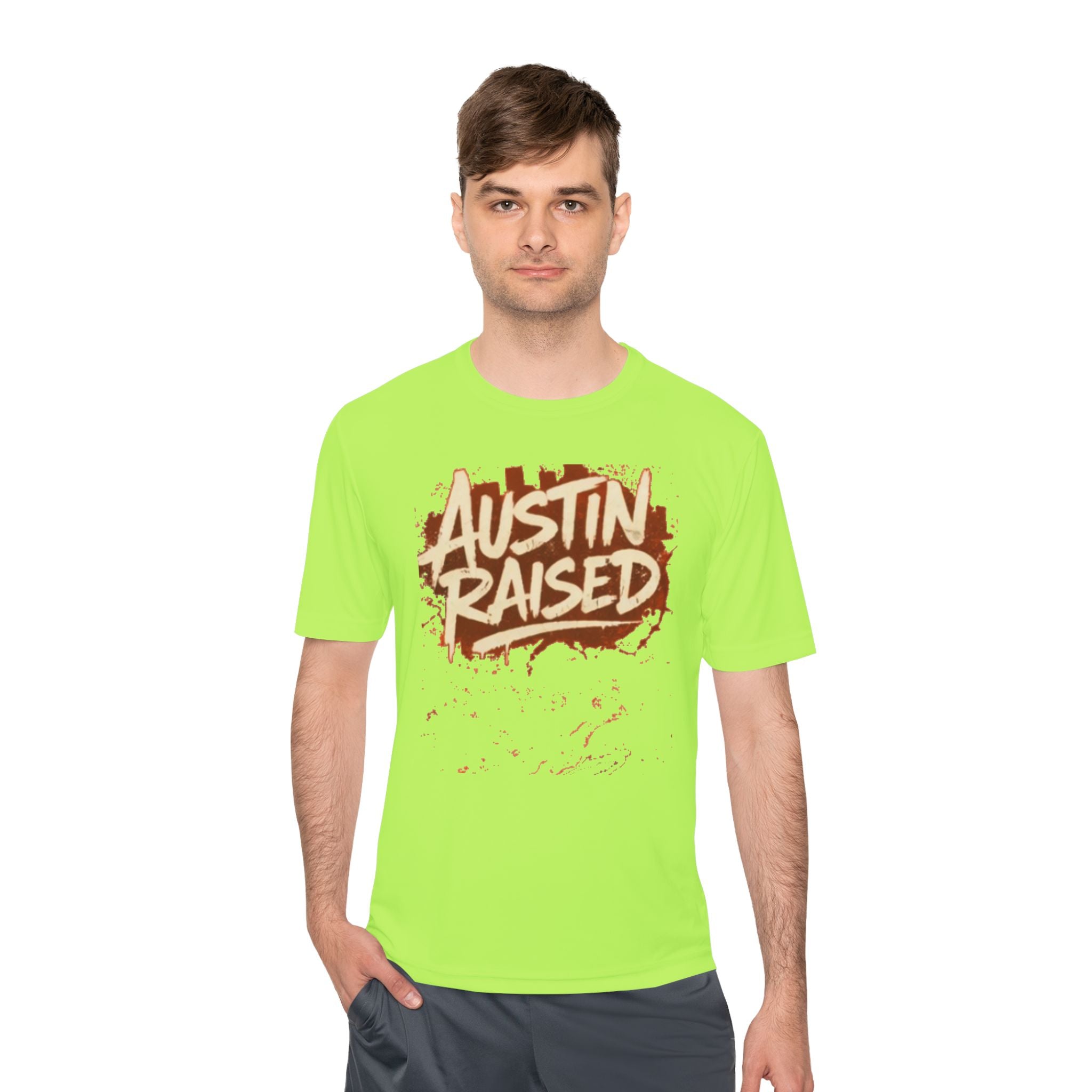 Austin Raised Moisture-Wicking Tee — Retro Graffiti Texas Pride Shirt