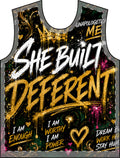 Graphic T-Shirt — "She Built Different" Empowerment Tee for Women