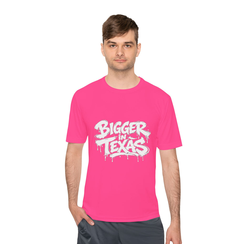 Bigger Texas Graphic Tee — Dripping Graffiti Style Moisture-Wicking Shirt
