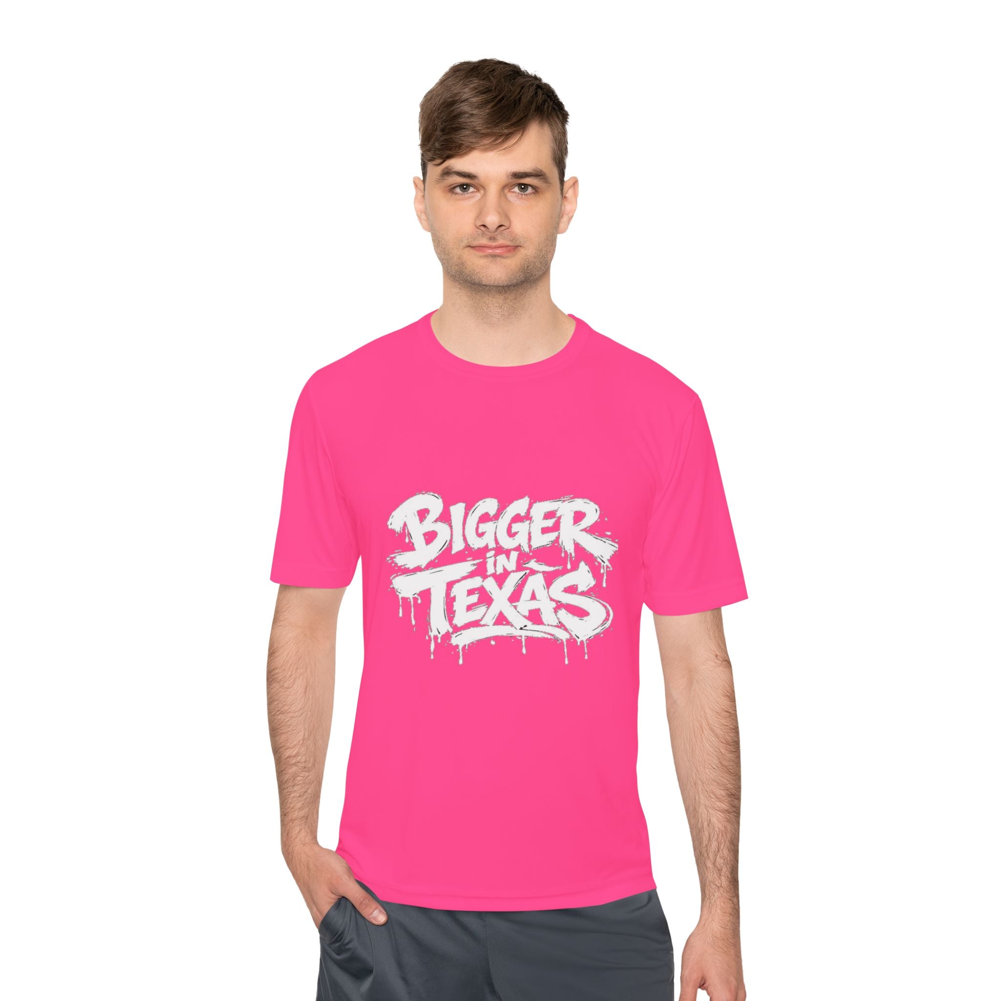 Bigger Texas Graphic Tee — Dripping Graffiti Style Moisture-Wicking Shirt
