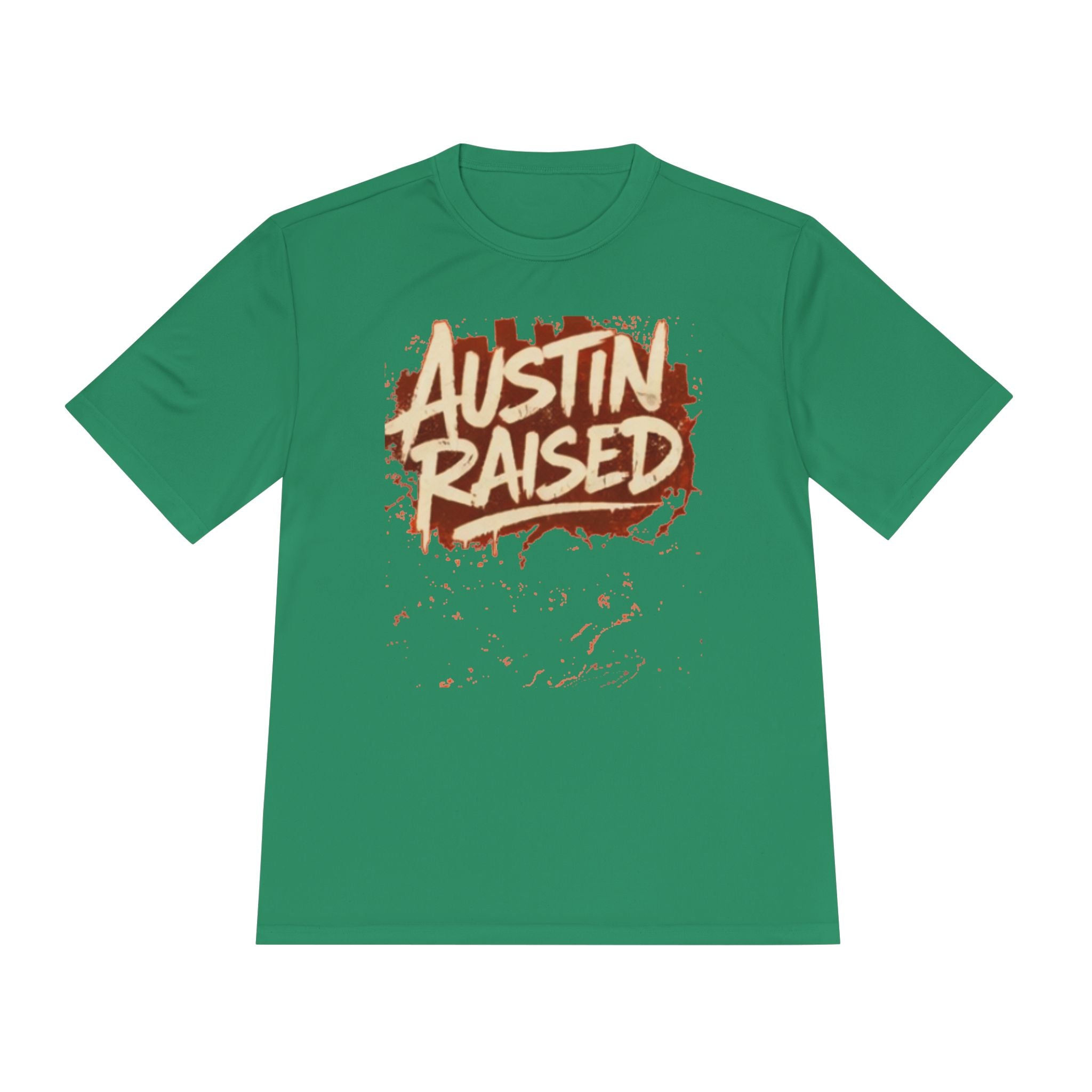 Austin Raised Moisture-Wicking Tee — Retro Graffiti Texas Pride Shirt