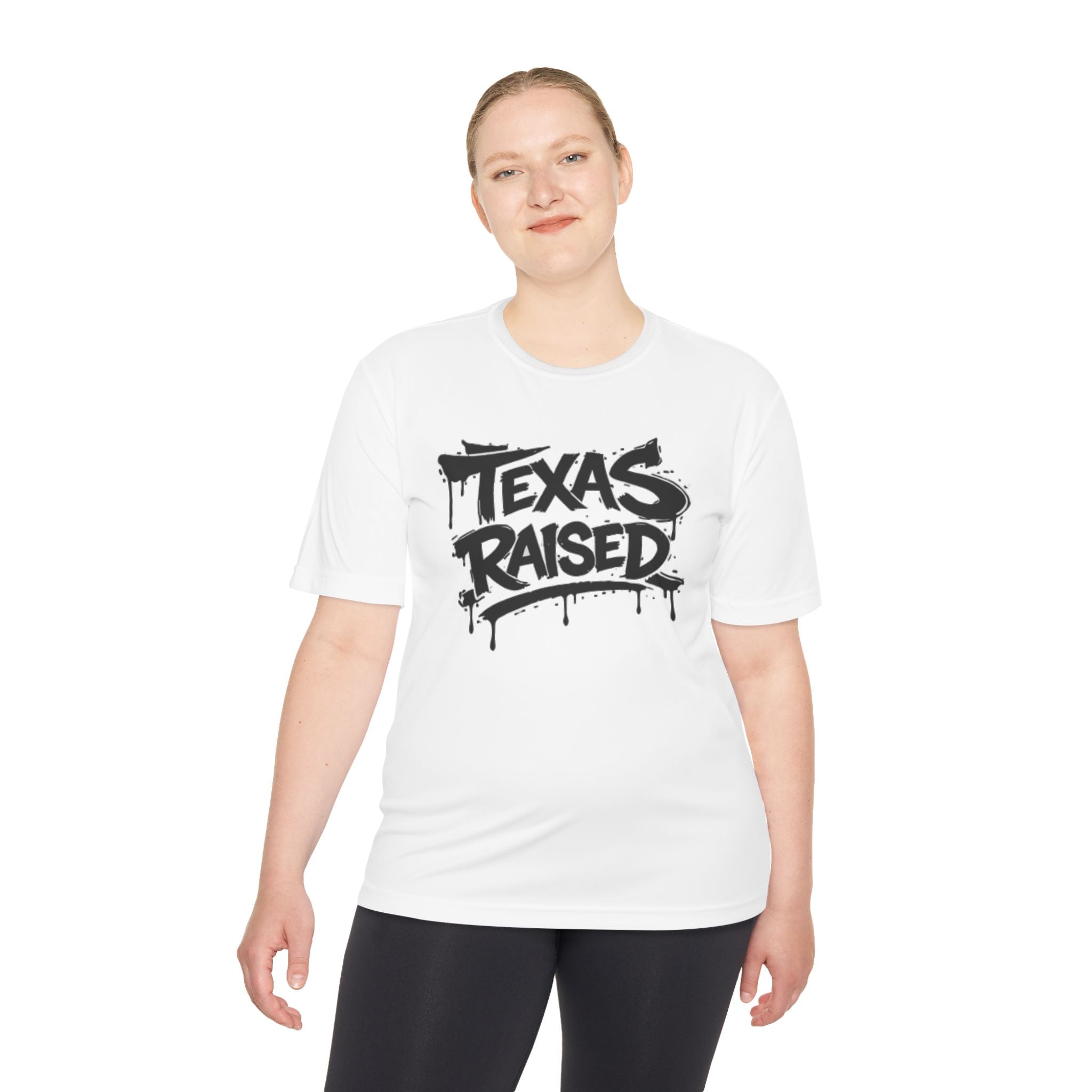 Texas Raised Moisture-Wicking Tee — Bold Graffiti State Pride Shirt