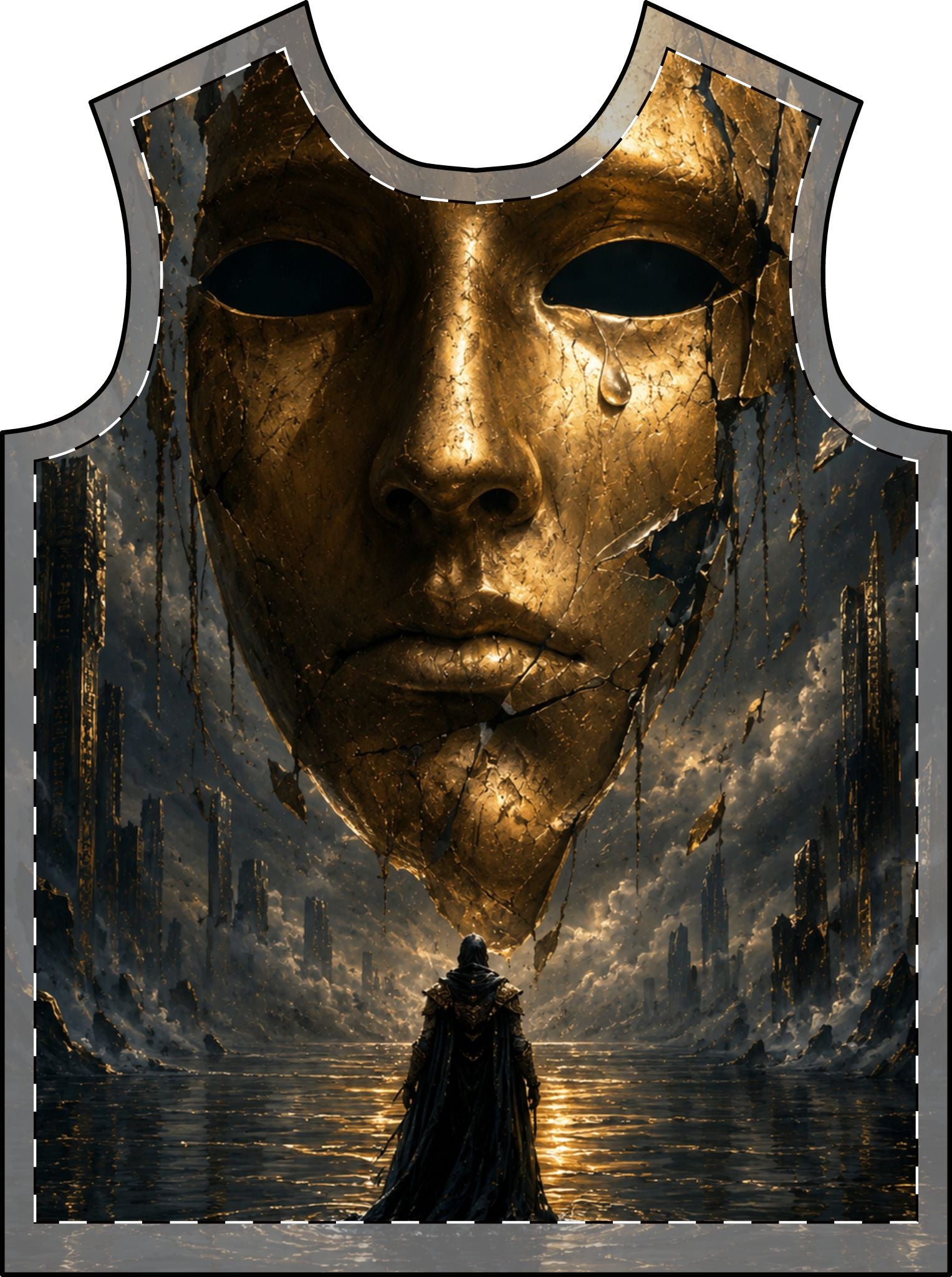 Dark Epic Mask Graphic T-Shirt — Fantasy Knight All-Over Print