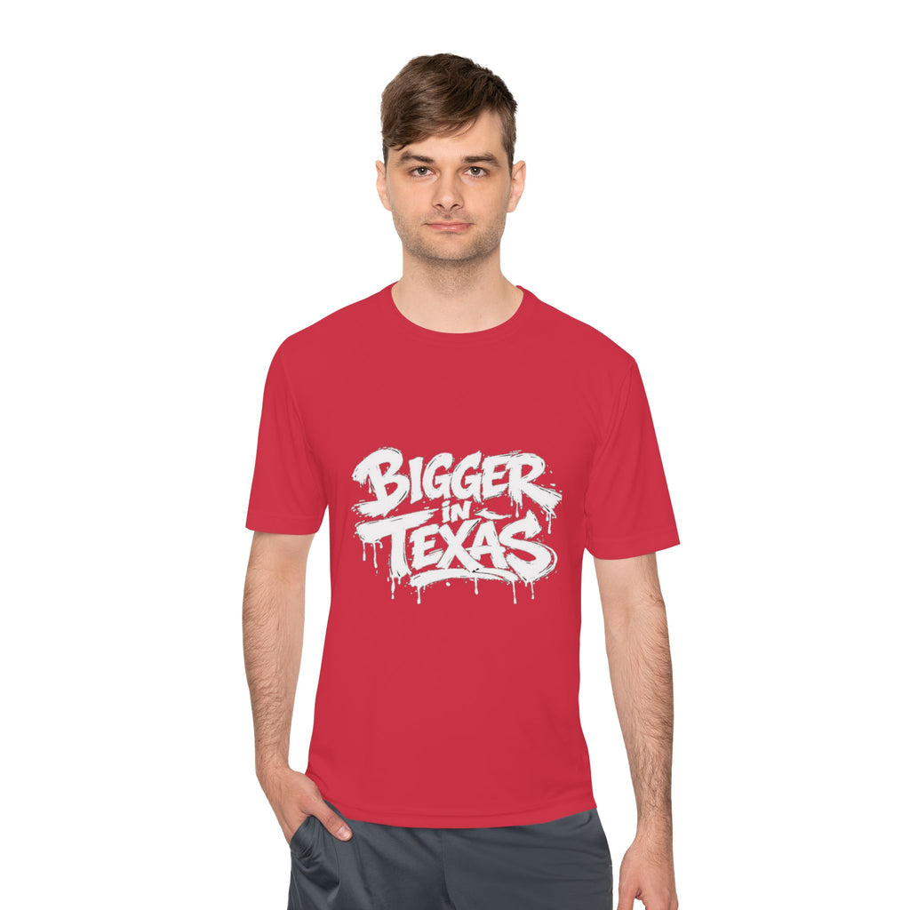Bigger Texas Graphic Tee — Dripping Graffiti Style Moisture-Wicking Shirt