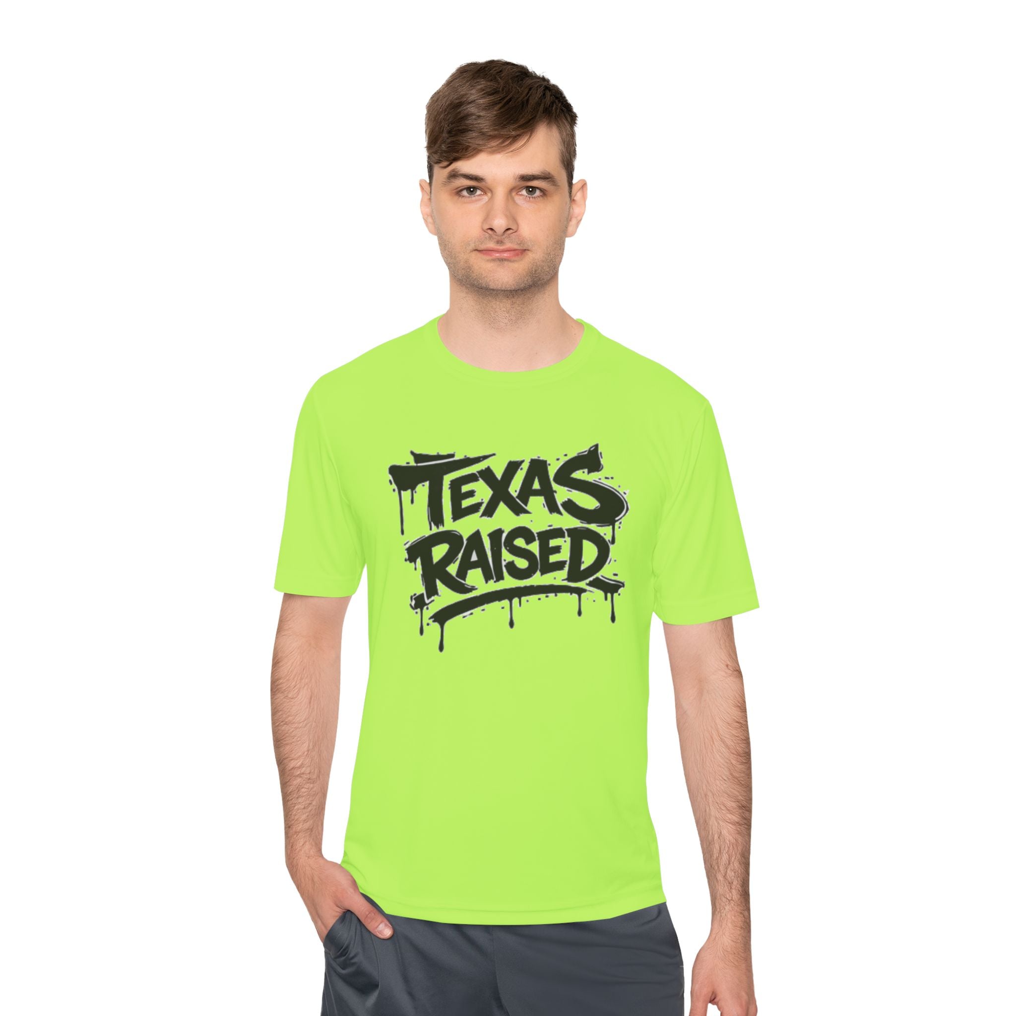 Texas Raised Moisture-Wicking Tee — Bold Graffiti State Pride Shirt