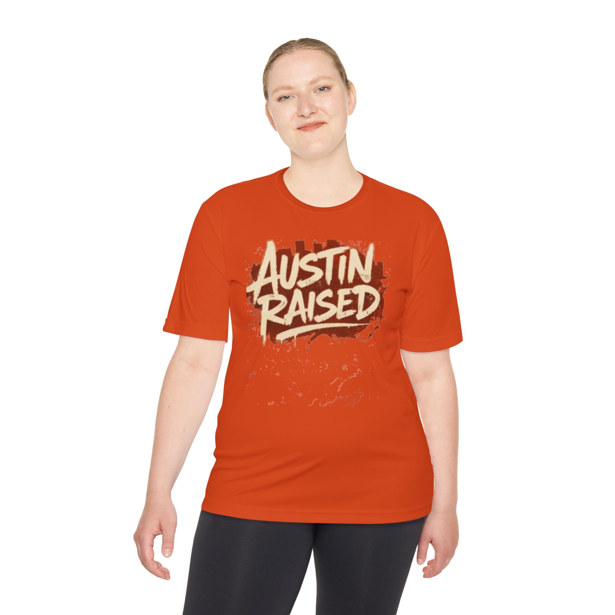Austin Raised Moisture-Wicking Tee — Retro Graffiti Texas Pride Shirt