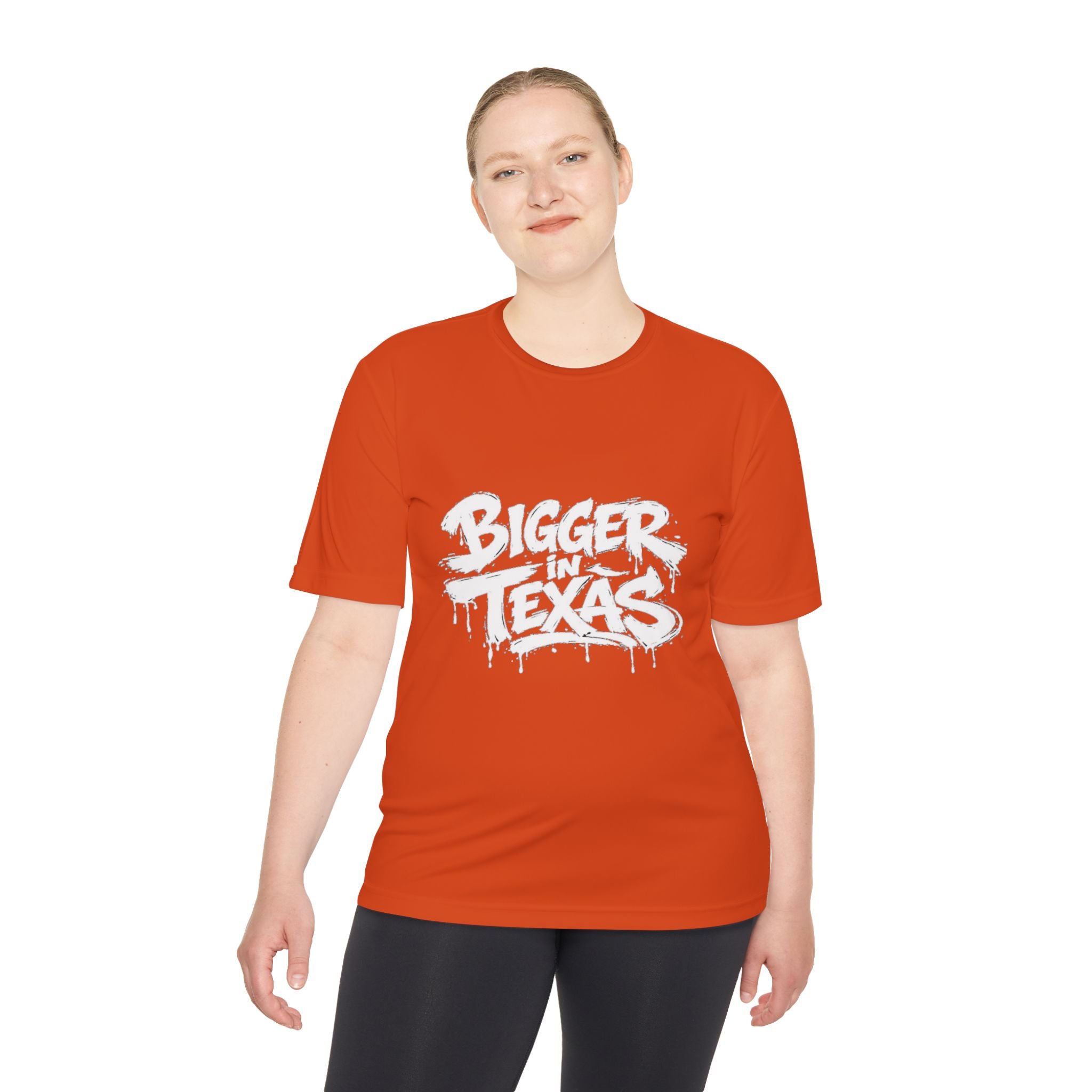 Bigger Texas Graphic Tee — Dripping Graffiti Style Moisture-Wicking Shirt