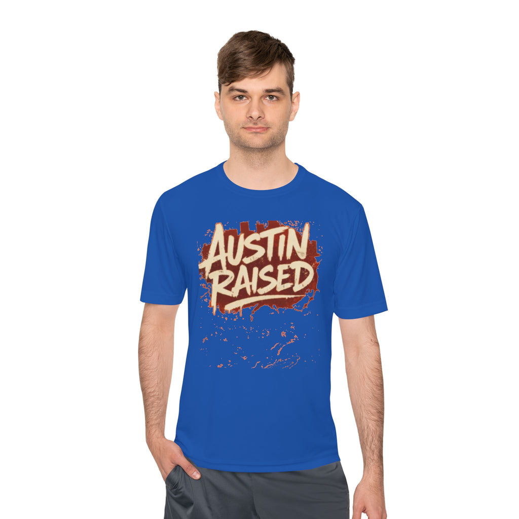 Austin Raised Moisture-Wicking Tee — Retro Graffiti Texas Pride Shirt