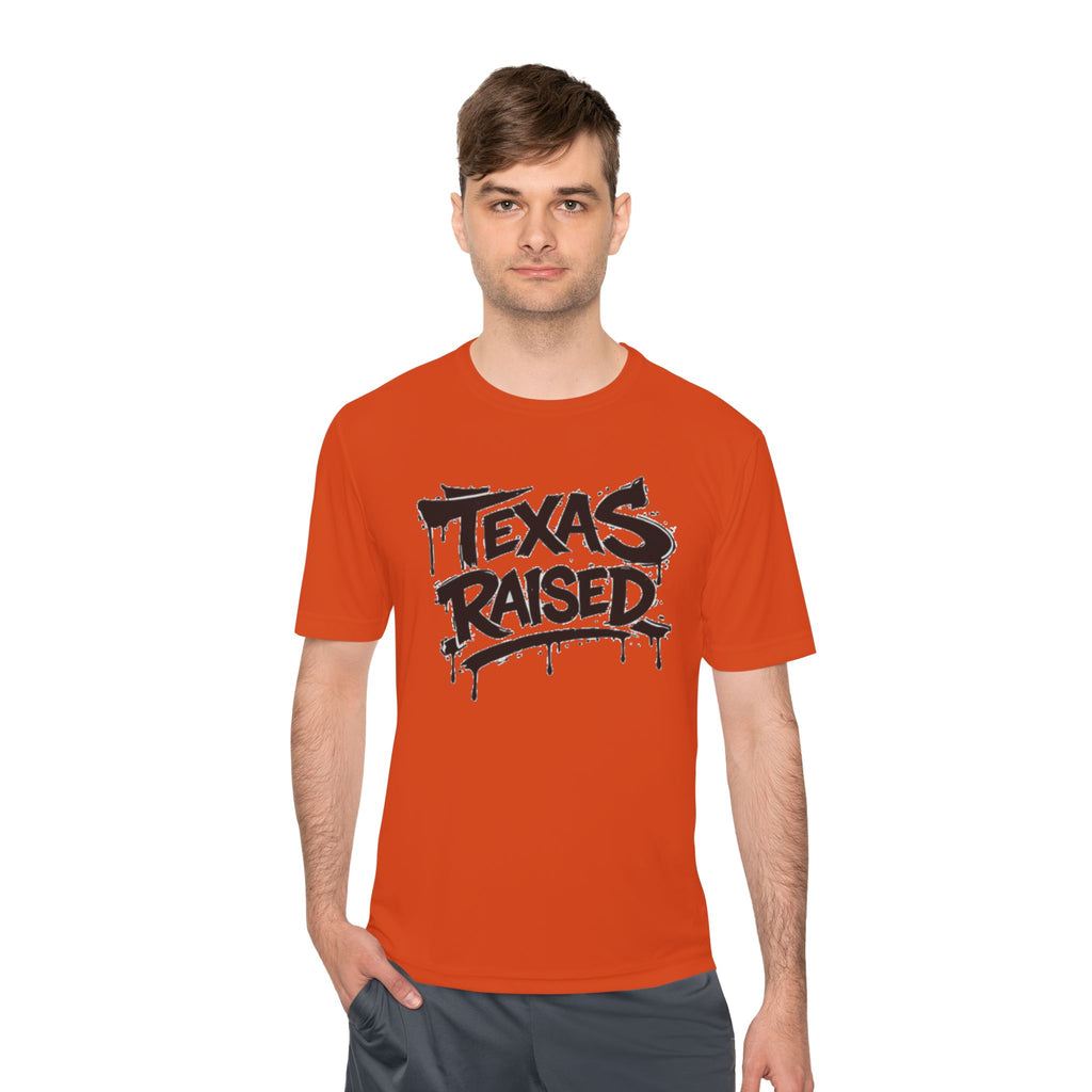 Texas Raised Moisture-Wicking Tee — Bold Graffiti State Pride Shirt