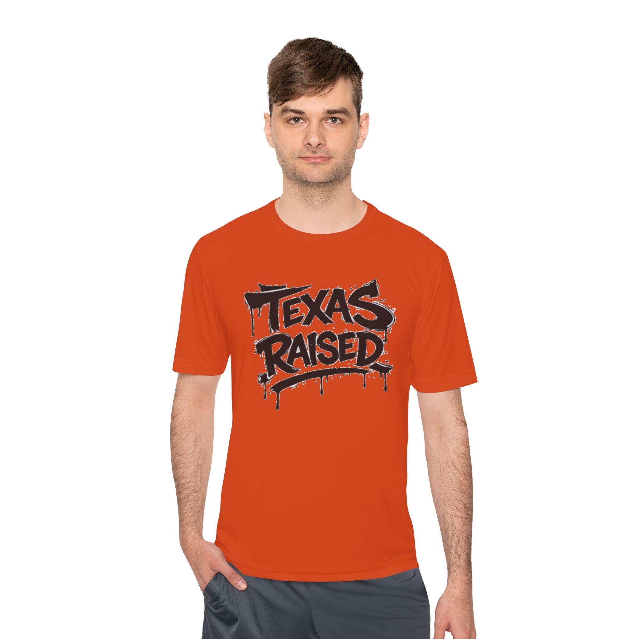 Texas Raised Moisture-Wicking Tee — Bold Graffiti State Pride Shirt
