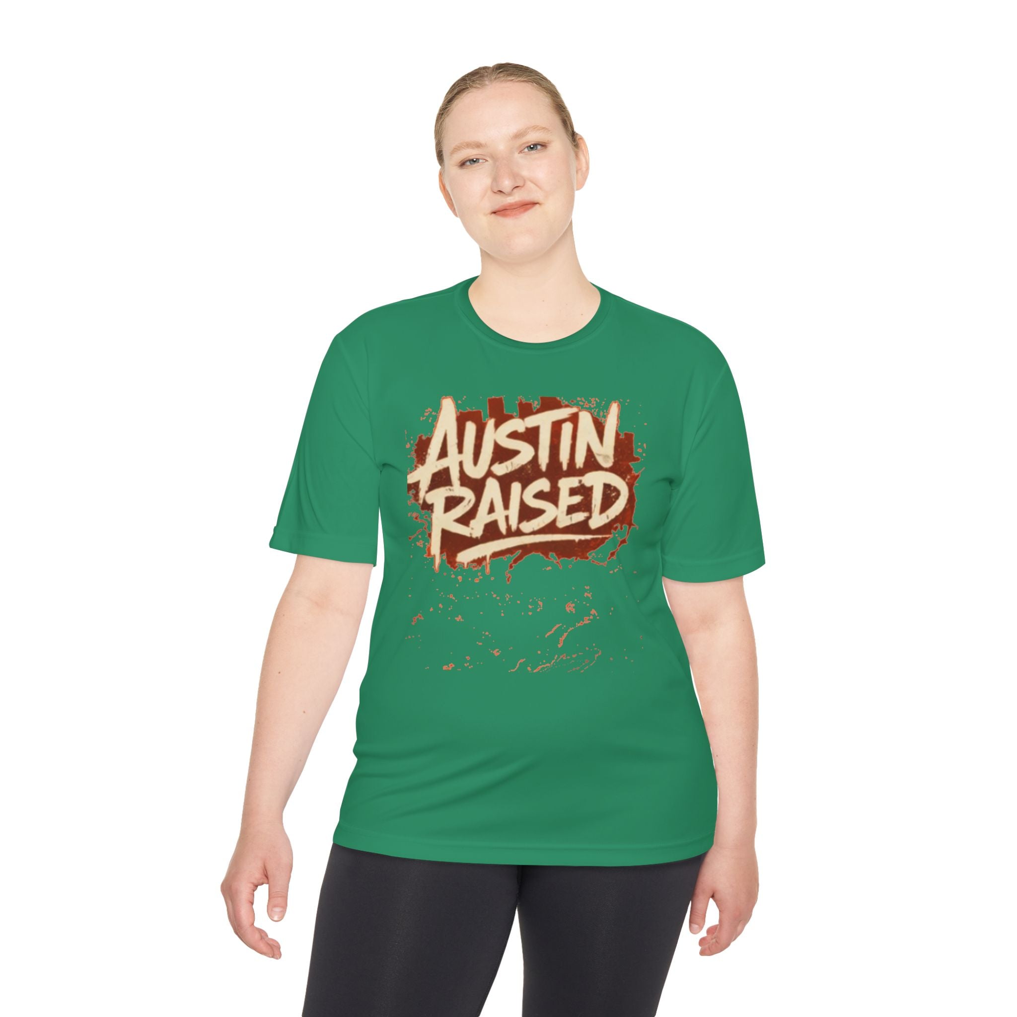Austin Raised Moisture-Wicking Tee — Retro Graffiti Texas Pride Shirt