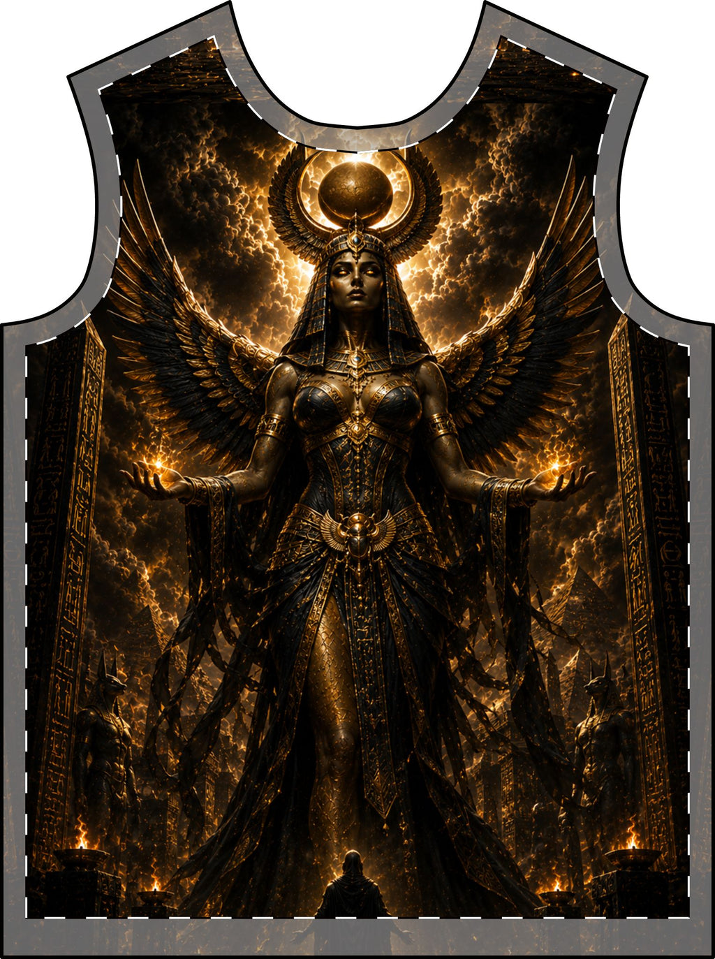 Egyptian Goddess Isis All-Over Print T-Shirt — Dark Isis-Inspired Mythic Design