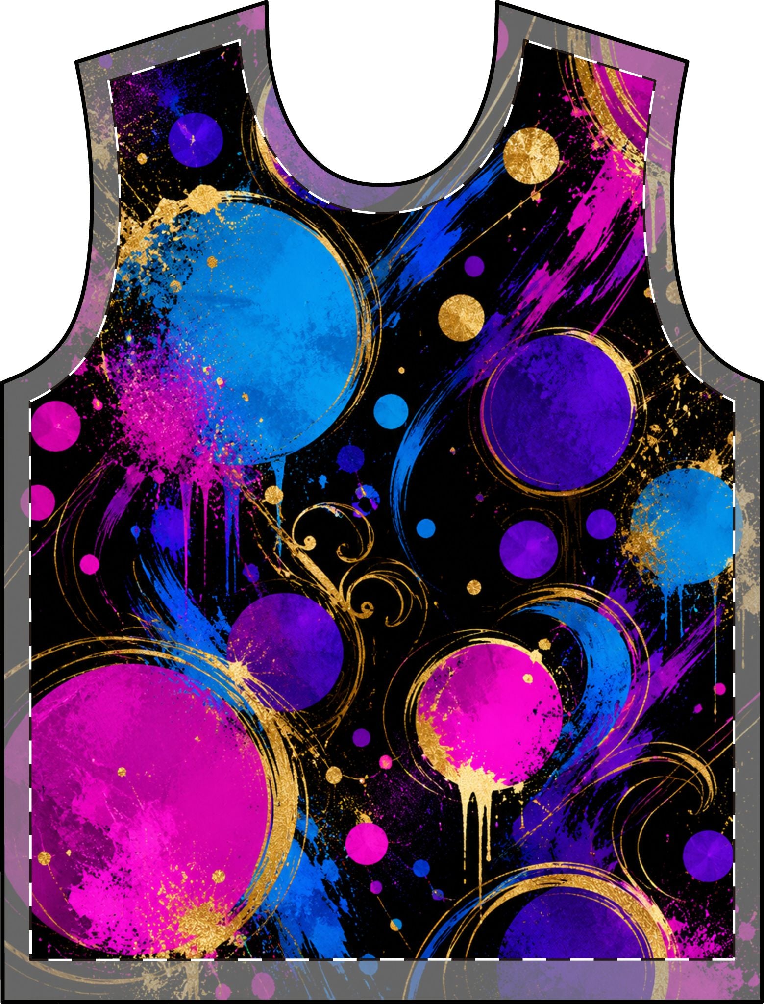 Galaxy Paint Splash Women's T-Shirt — Neon Cosmic Circle Art All-Over Print