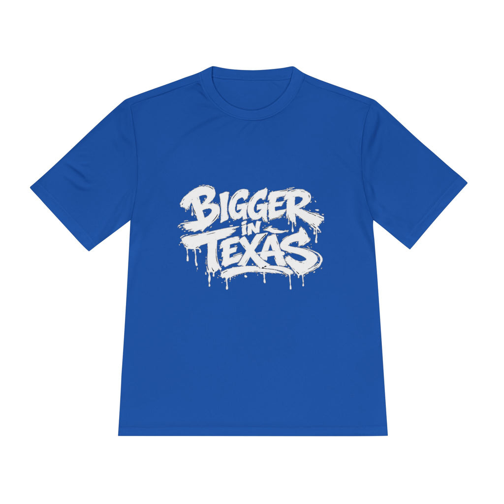 Bigger Texas Graphic Tee — Dripping Graffiti Style Moisture-Wicking Shirt