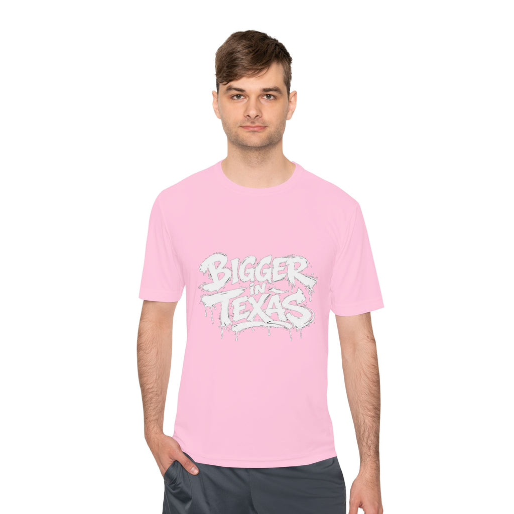 Bigger Texas Graphic Tee — Dripping Graffiti Style Moisture-Wicking Shirt