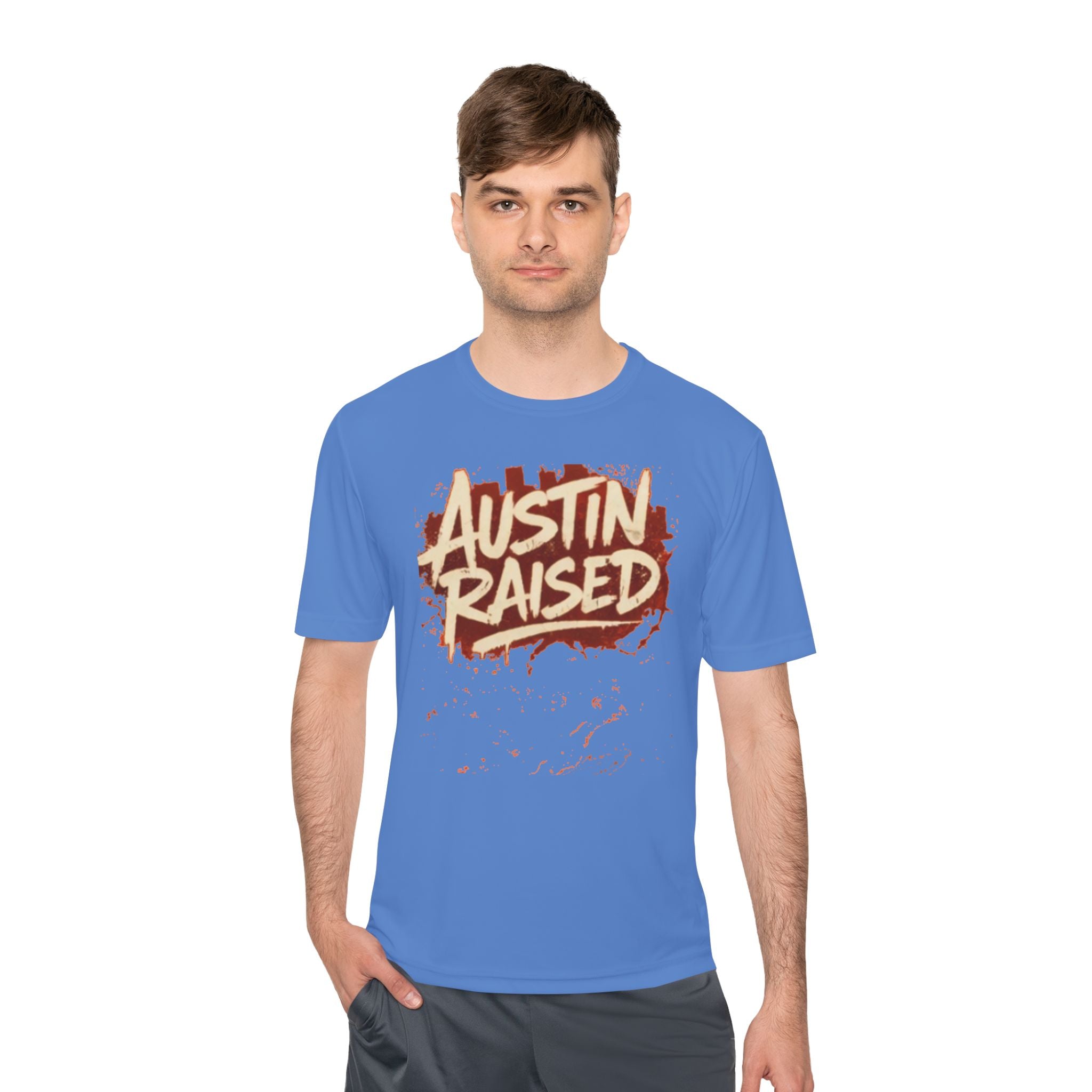 Austin Raised Moisture-Wicking Tee — Retro Graffiti Texas Pride Shirt