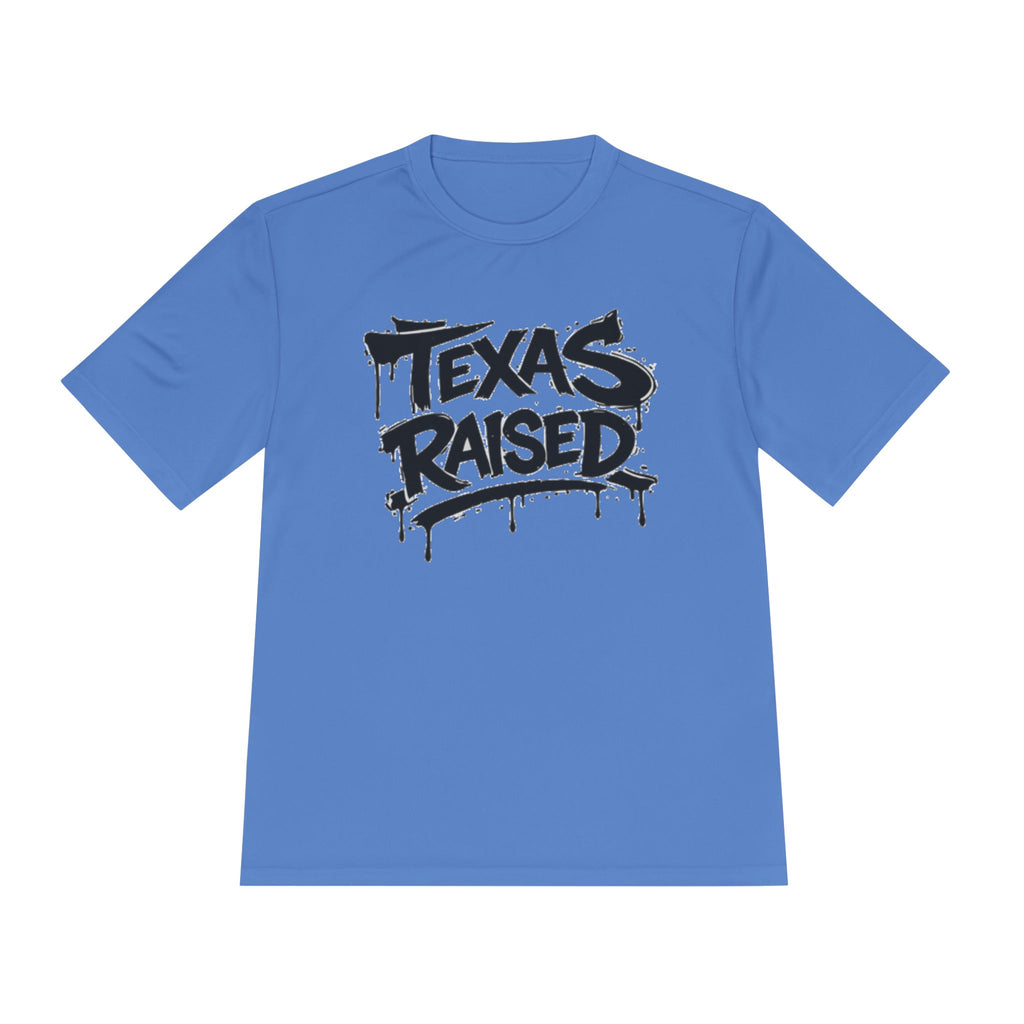 Texas Raised Moisture-Wicking Tee — Bold Graffiti State Pride Shirt