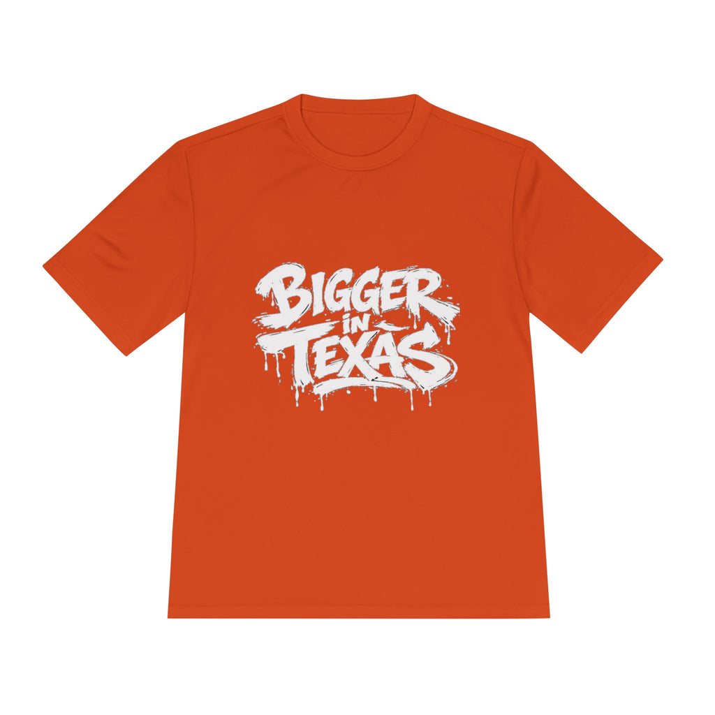 Bigger Texas Graphic Tee — Dripping Graffiti Style Moisture-Wicking Shirt