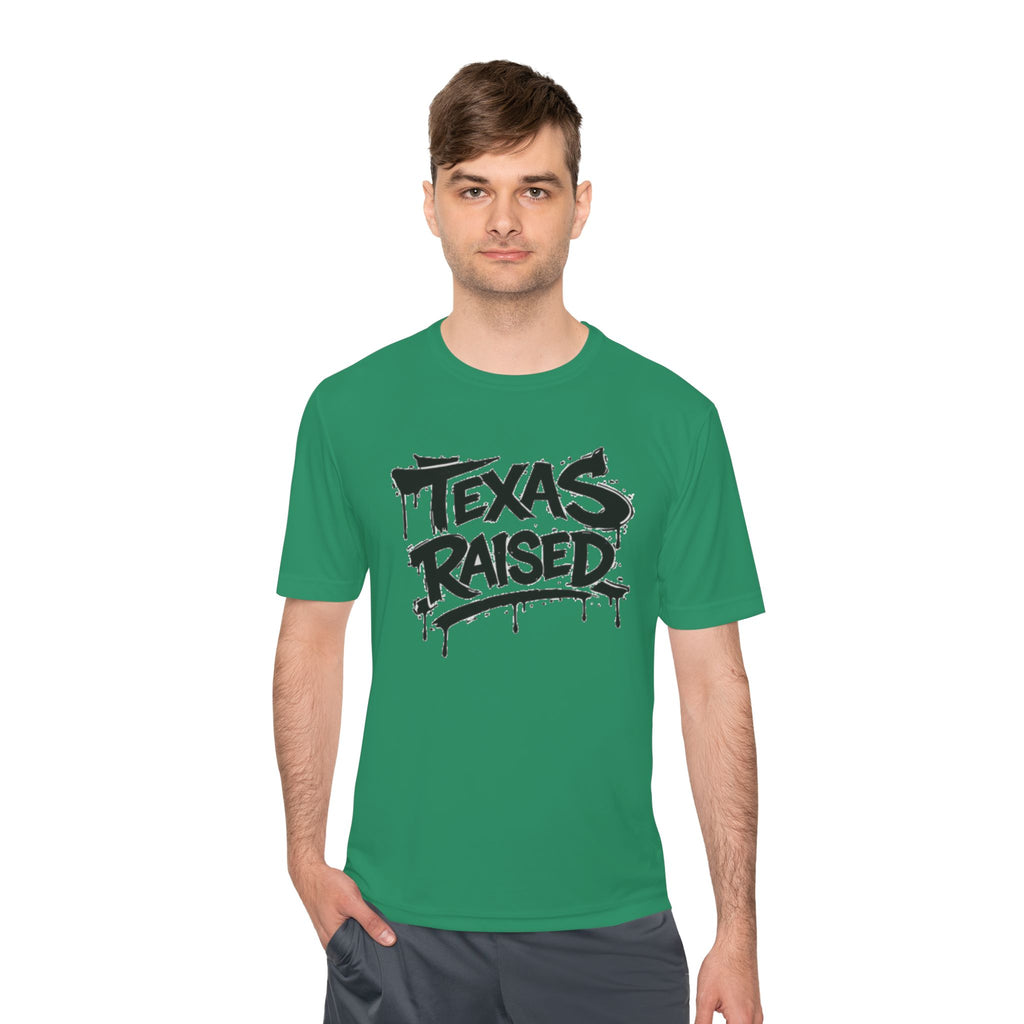 Texas Raised Moisture-Wicking Tee — Bold Graffiti State Pride Shirt