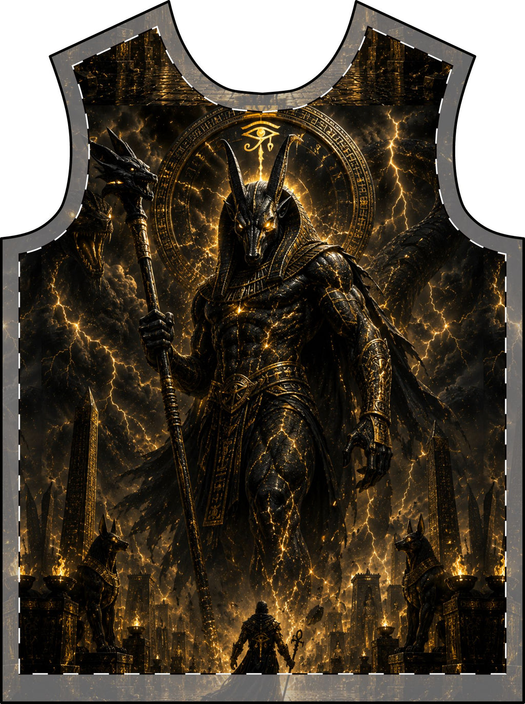 Seth God Of Chaos Warrior Graphic Tee — Egyptian God Mythic Black Gold T-Shirt