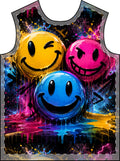 Smiley Graffiti Tank Top — Neon Drip Streetwear All-Over Print