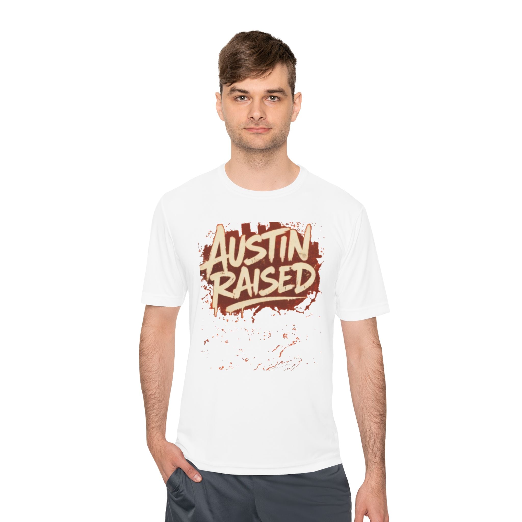 Austin Raised Moisture-Wicking Tee — Retro Graffiti Texas Pride Shirt