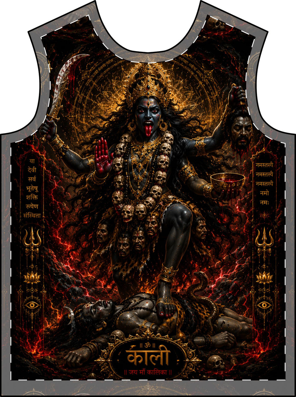 Kali Goddess Graphic T-Shirt — Fierce Hindu Deity All-Over Print