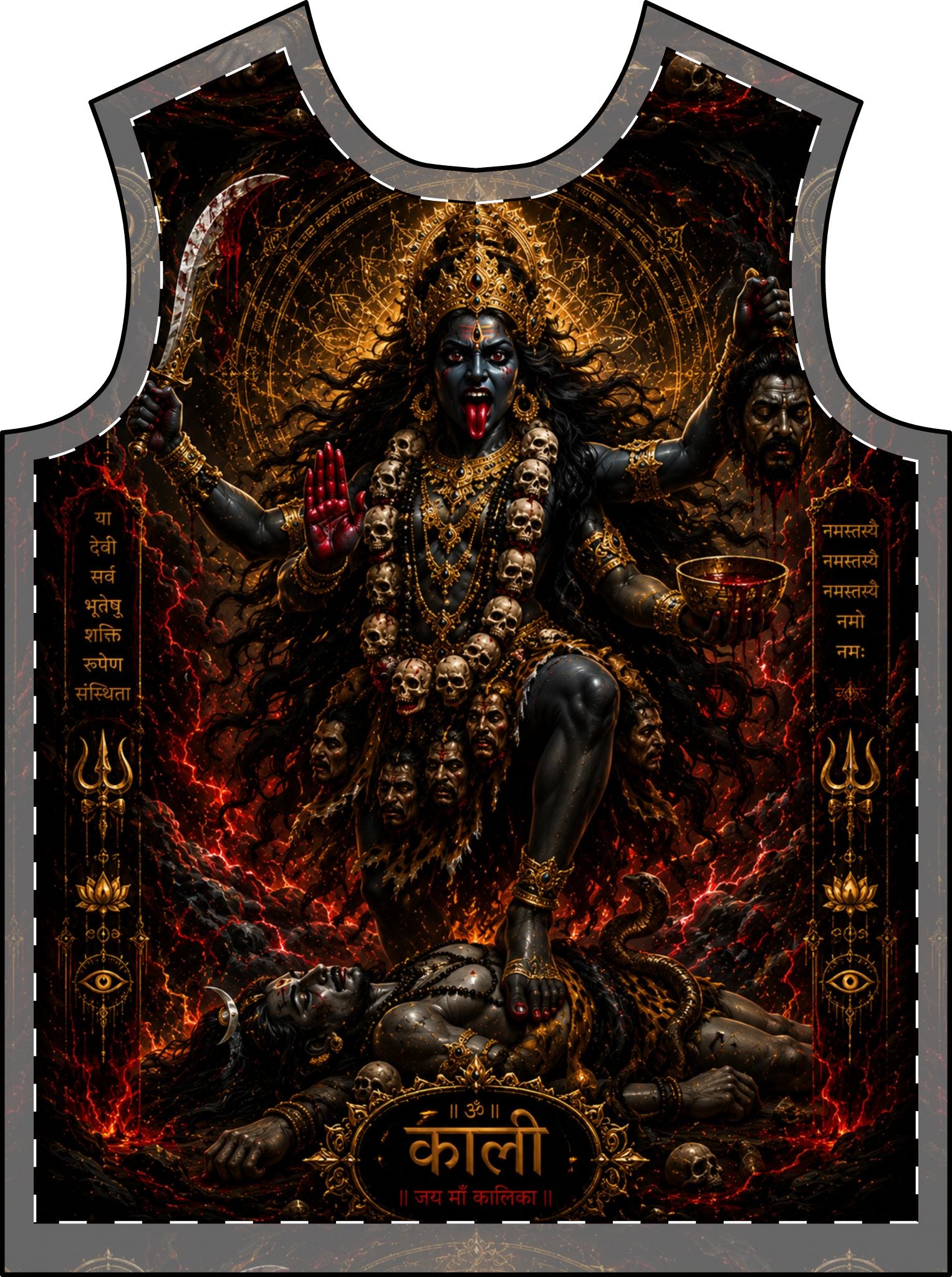 Kali Goddess Graphic T-Shirt — Fierce Hindu Deity All-Over Print