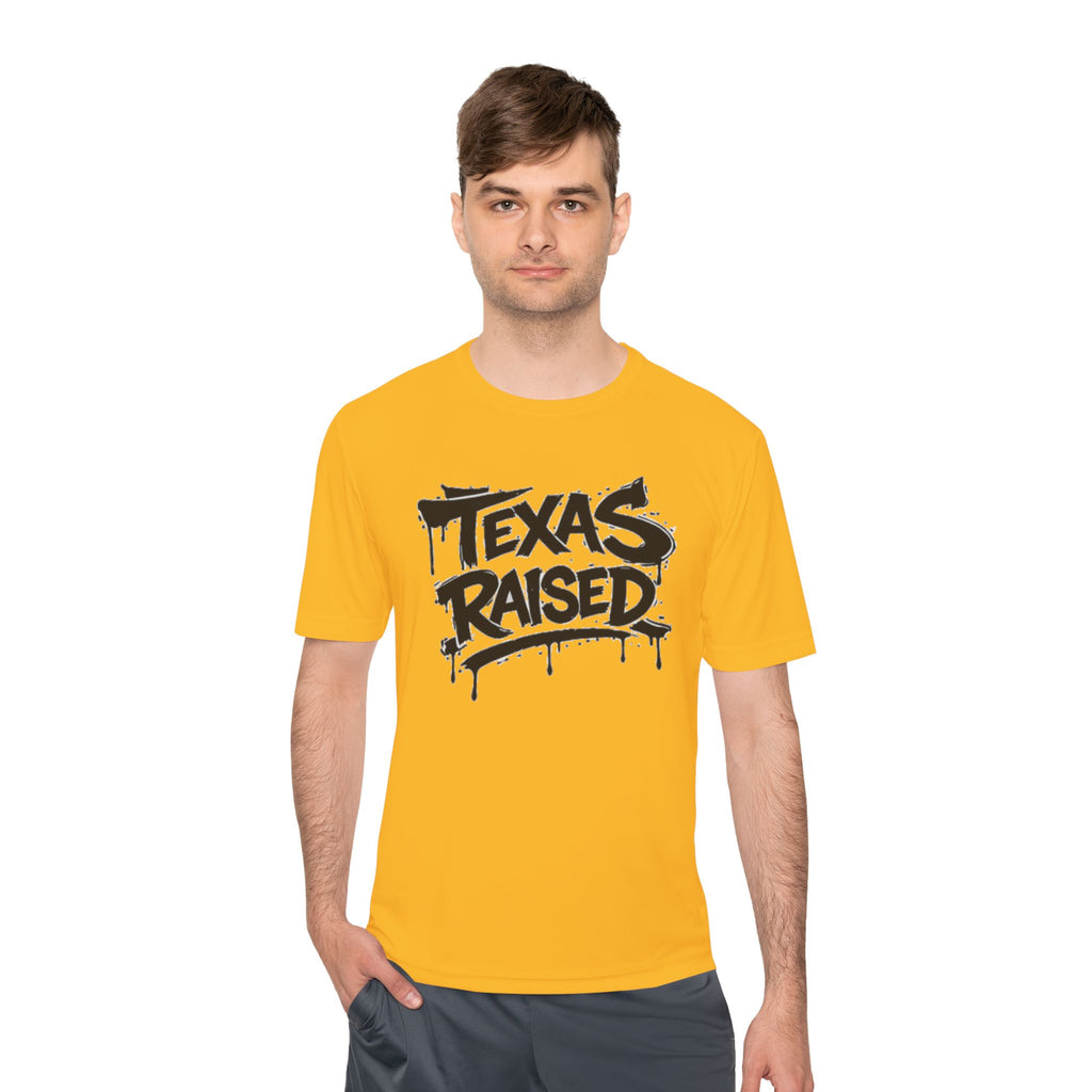 Texas Raised Moisture-Wicking Tee — Bold Graffiti State Pride Shirt