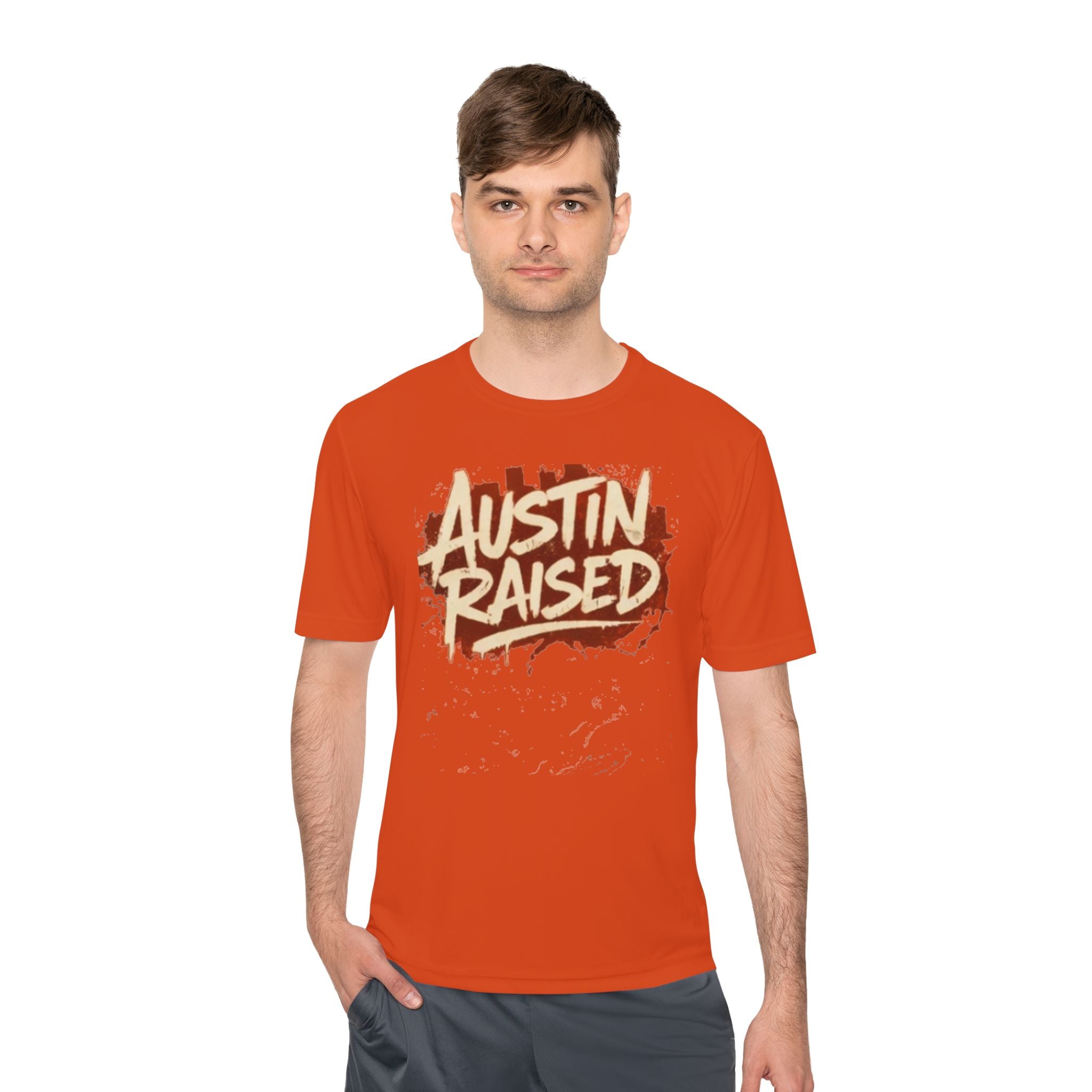 Austin Raised Moisture-Wicking Tee — Retro Graffiti Texas Pride Shirt