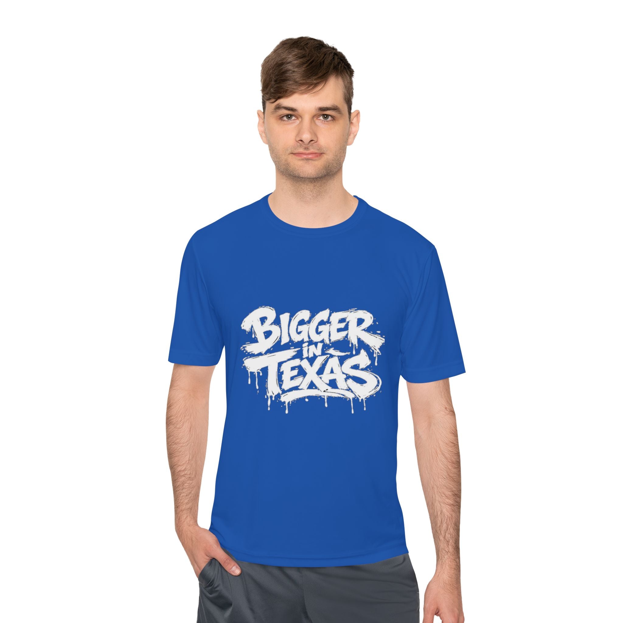 Bigger Texas Graphic Tee — Dripping Graffiti Style Moisture-Wicking Shirt