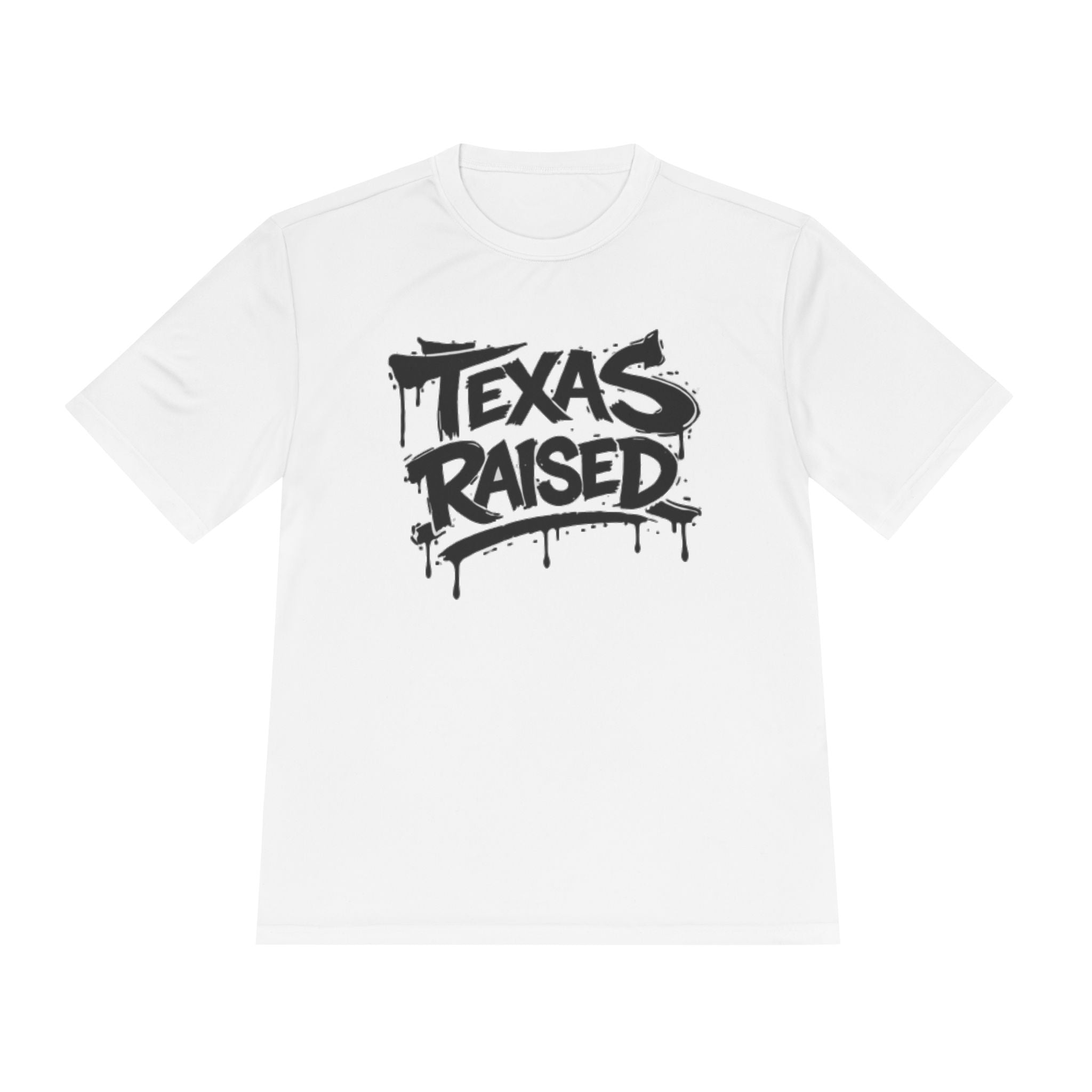 Texas Raised Moisture-Wicking Tee — Bold Graffiti State Pride Shirt