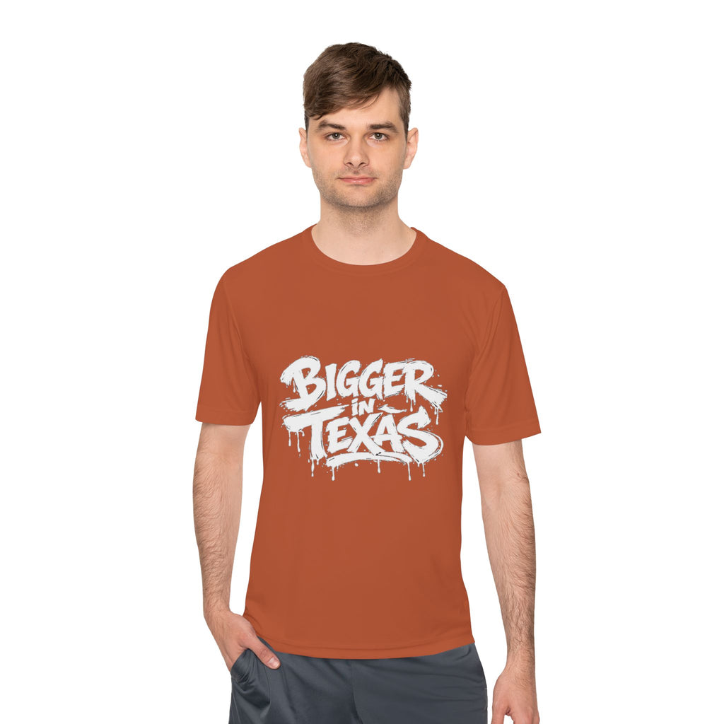 Bigger Texas Graphic Tee — Dripping Graffiti Style Moisture-Wicking Shirt