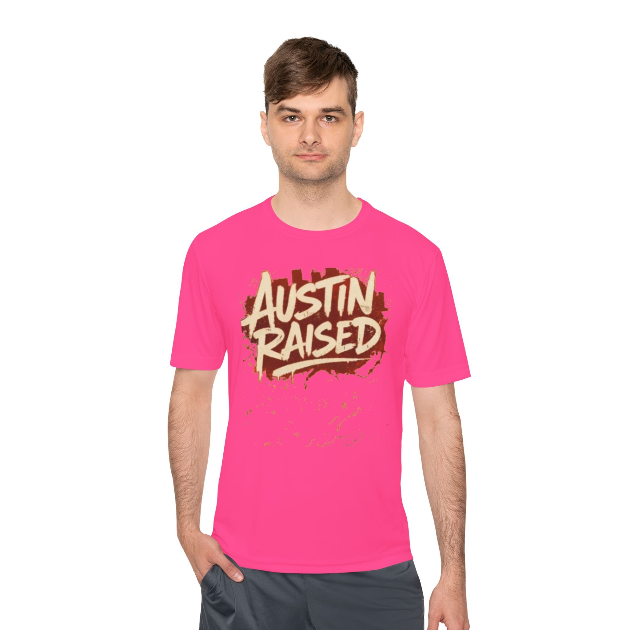 Austin Raised Moisture-Wicking Tee — Retro Graffiti Texas Pride Shirt