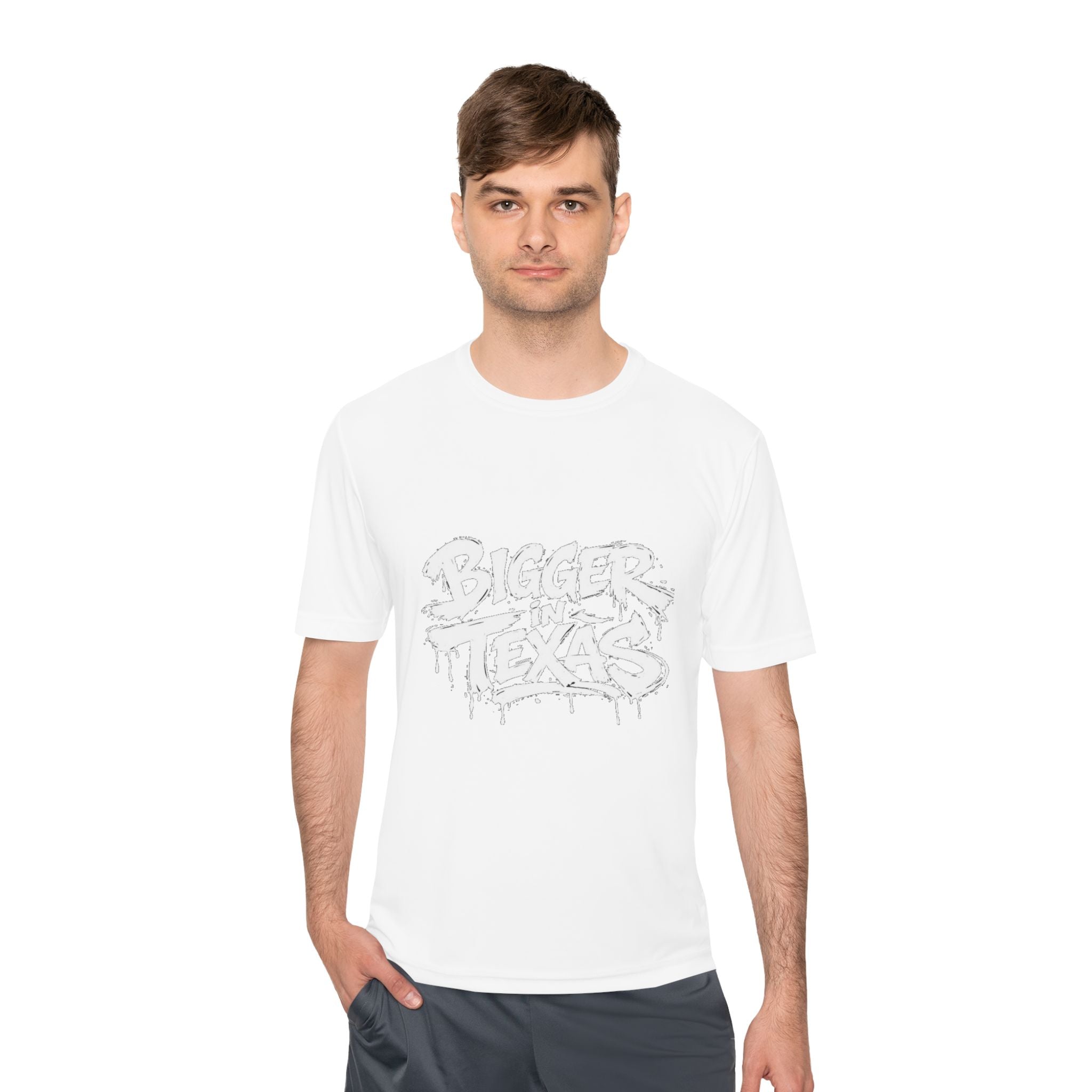 Bigger Texas Graphic Tee — Dripping Graffiti Style Moisture-Wicking Shirt