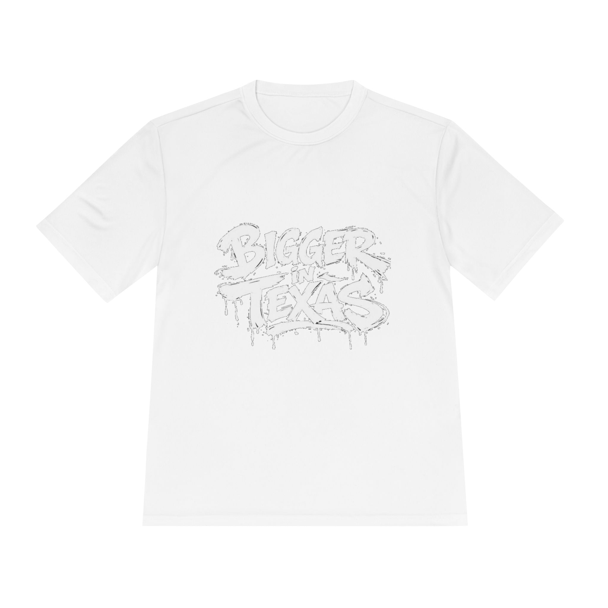 Bigger Texas Graphic Tee — Dripping Graffiti Style Moisture-Wicking Shirt