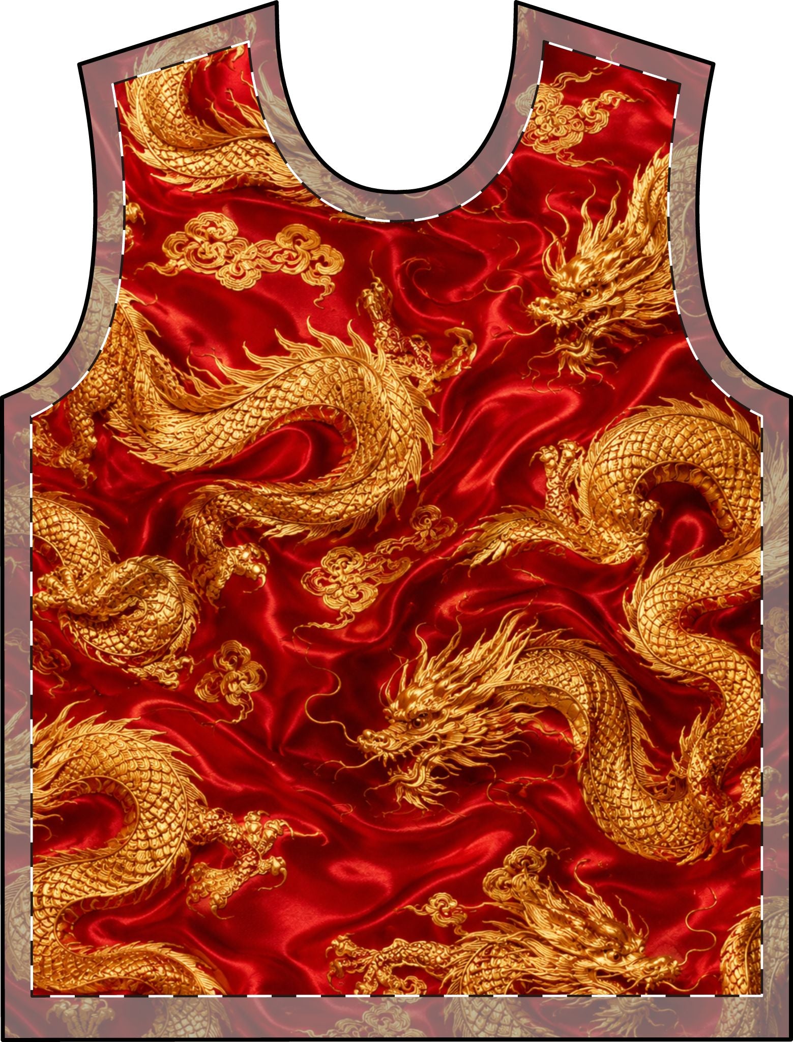 Dragon Print Women's T-Shirt – Red Gold Oriental All-Over Graphic Tee