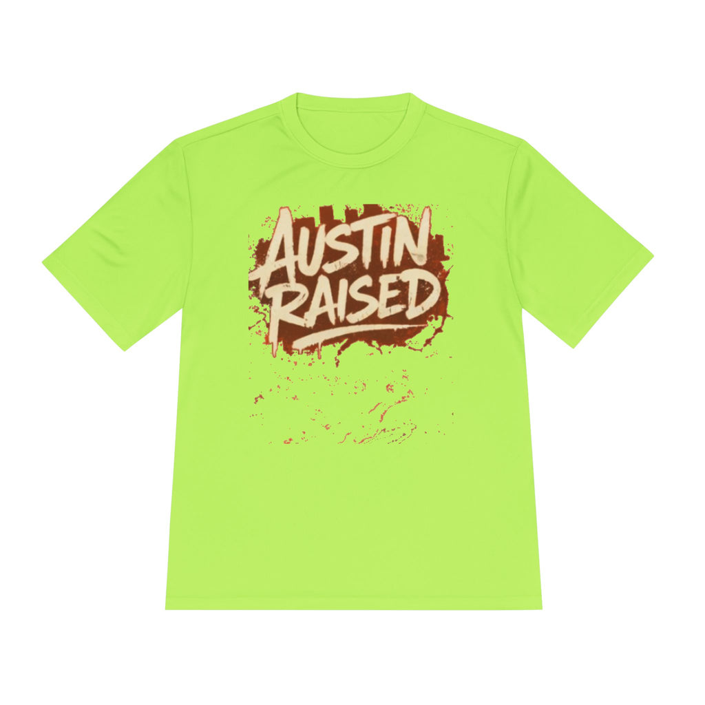 Austin Raised Moisture-Wicking Tee — Retro Graffiti Texas Pride Shirt